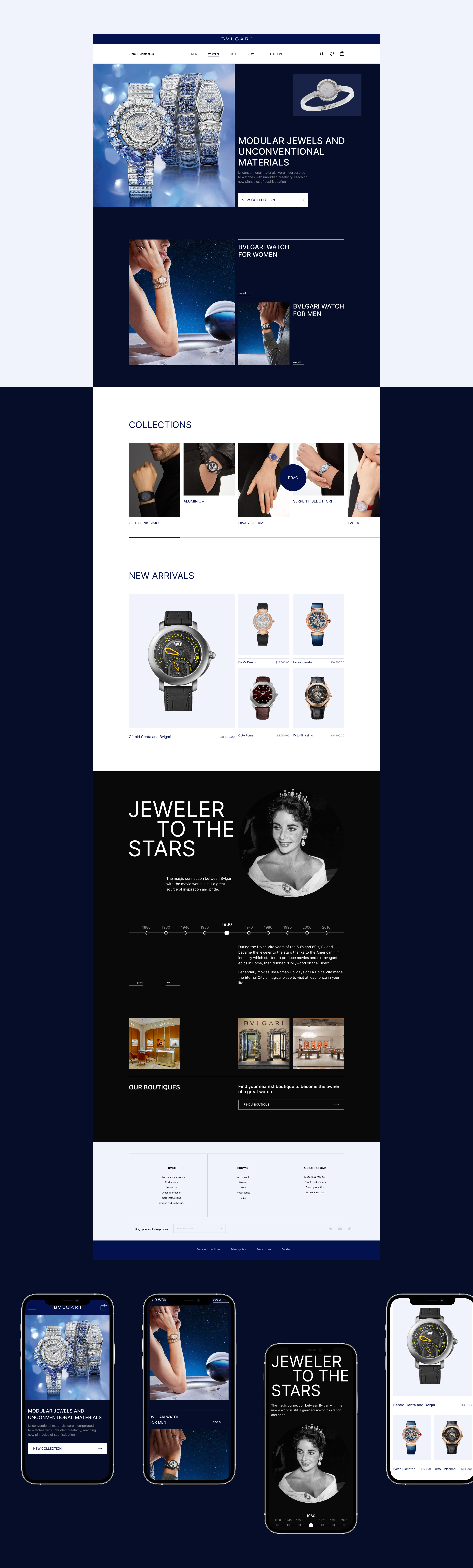 Bvlgari redesign — Изображение №2 — Брендинг, Интерфейсы на Dprofile