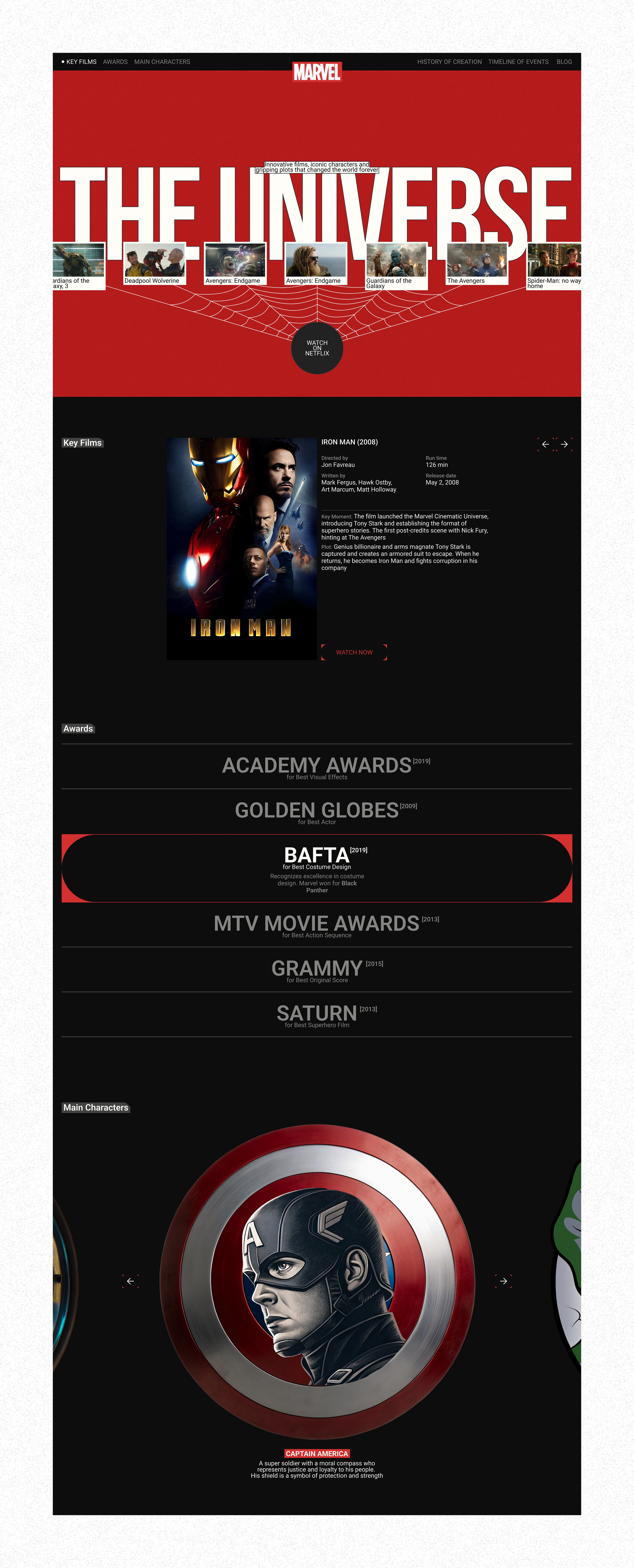 Marvel Landing Page Concept | Креативный концепт — Изображение №3 — Интерфейсы, Брендинг на Dprofile