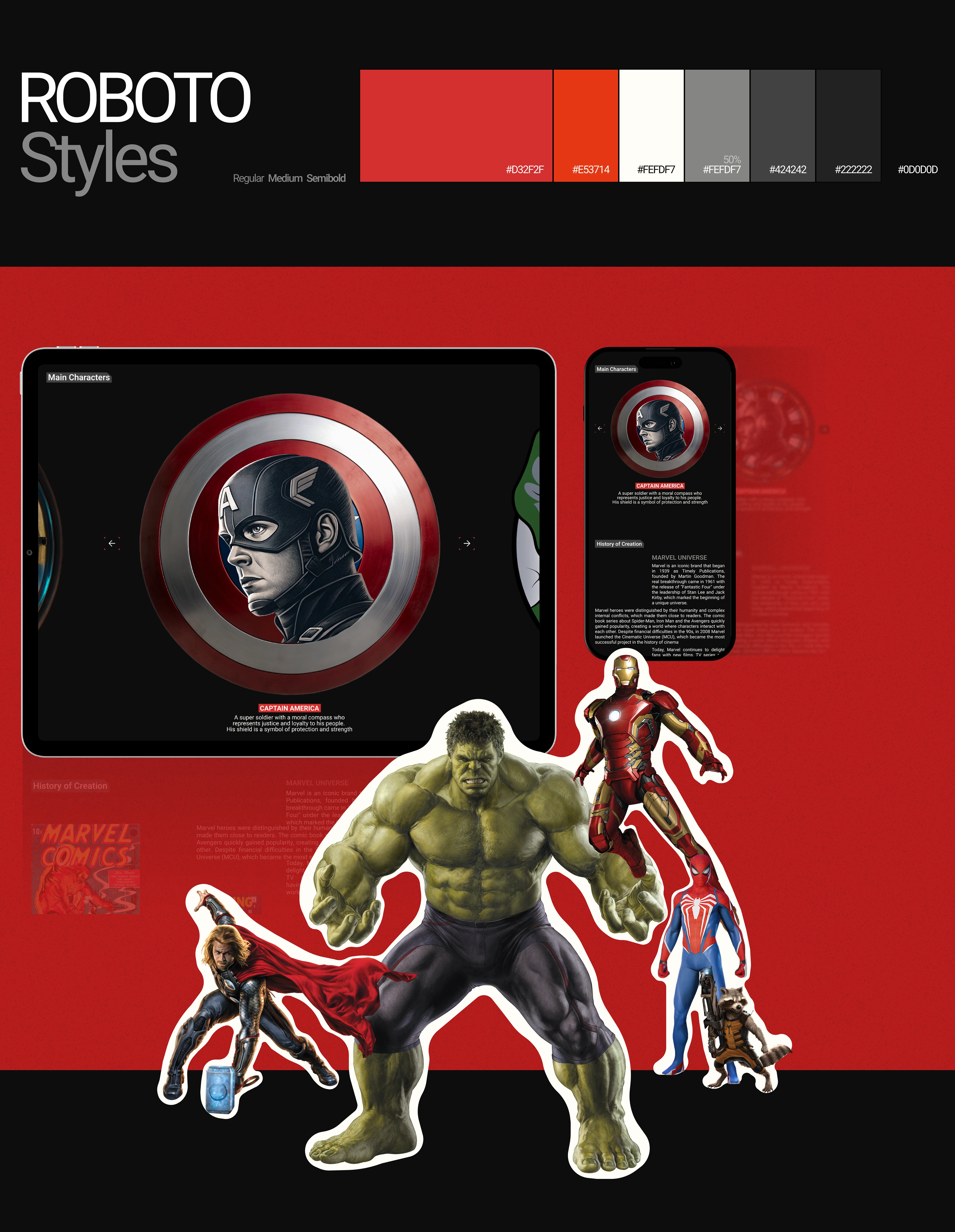 Marvel Landing Page Concept | Креативный концепт — Изображение №5 — Интерфейсы, Брендинг на Dprofile