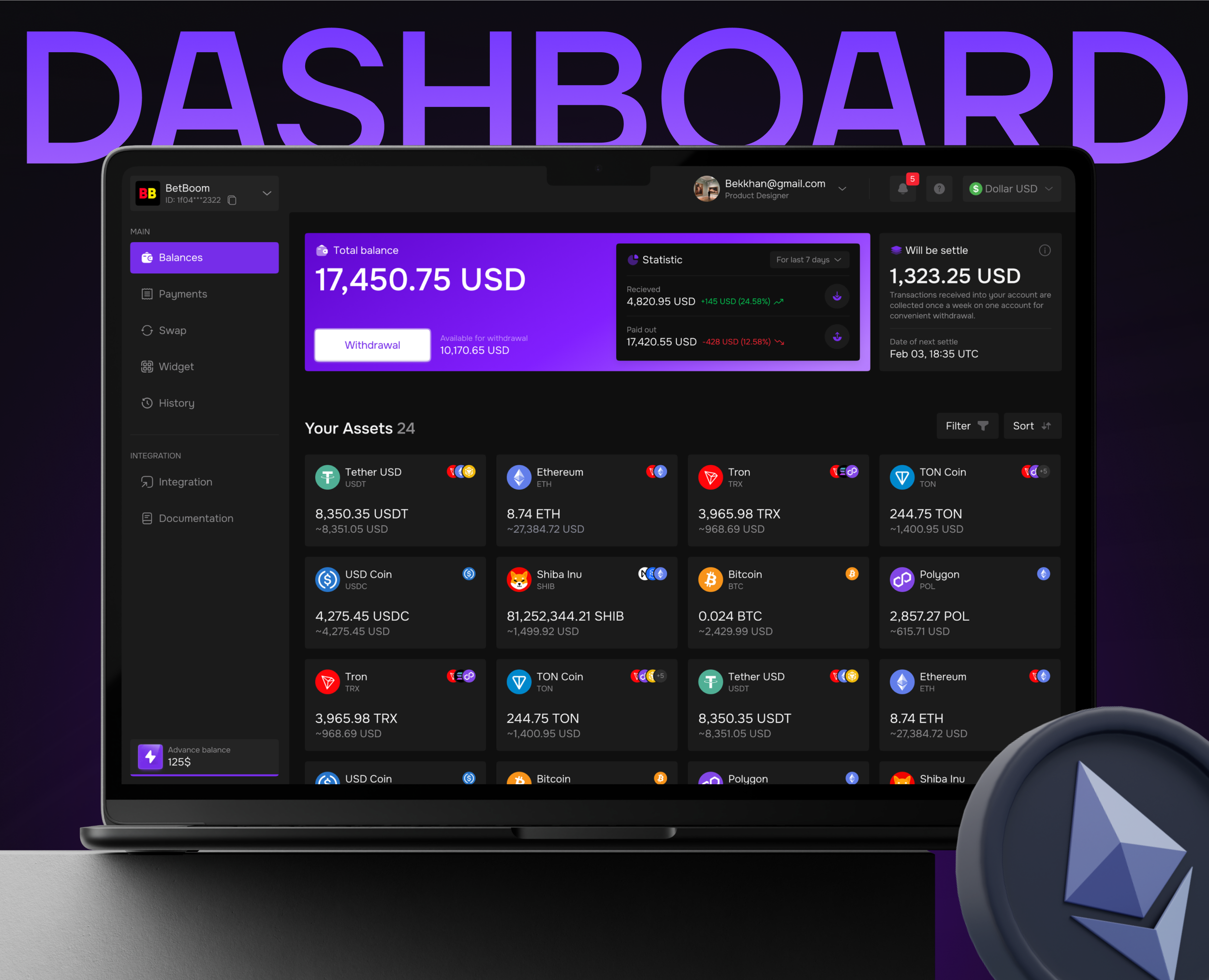 Crypto Payment Product Design — Интерфейсы на Dprofile