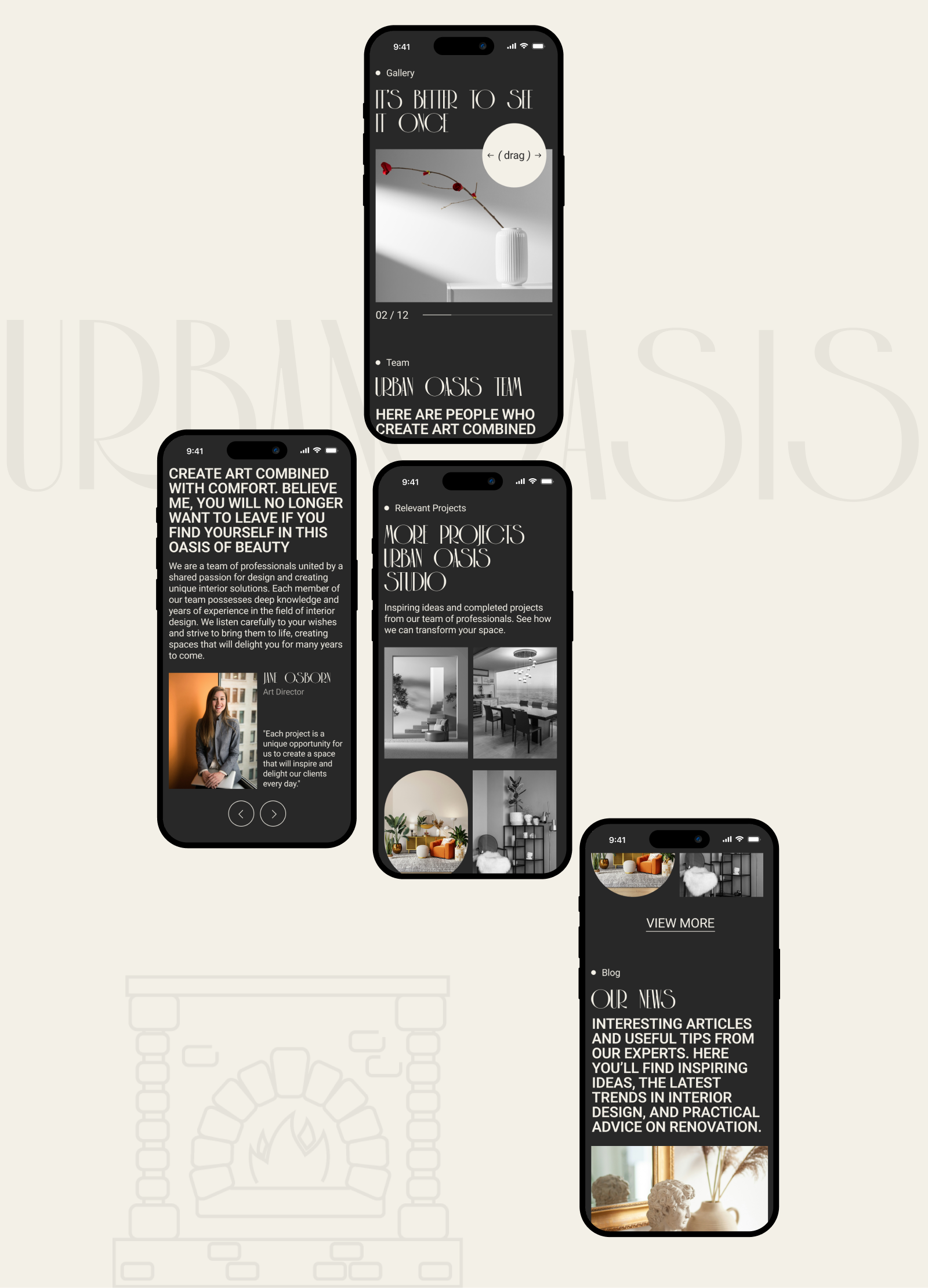 UrbanOasis студия дизайна интерьеров | Корпоративный сат — Изображение №7 — Интерфейсы, Брендинг на Dprofile