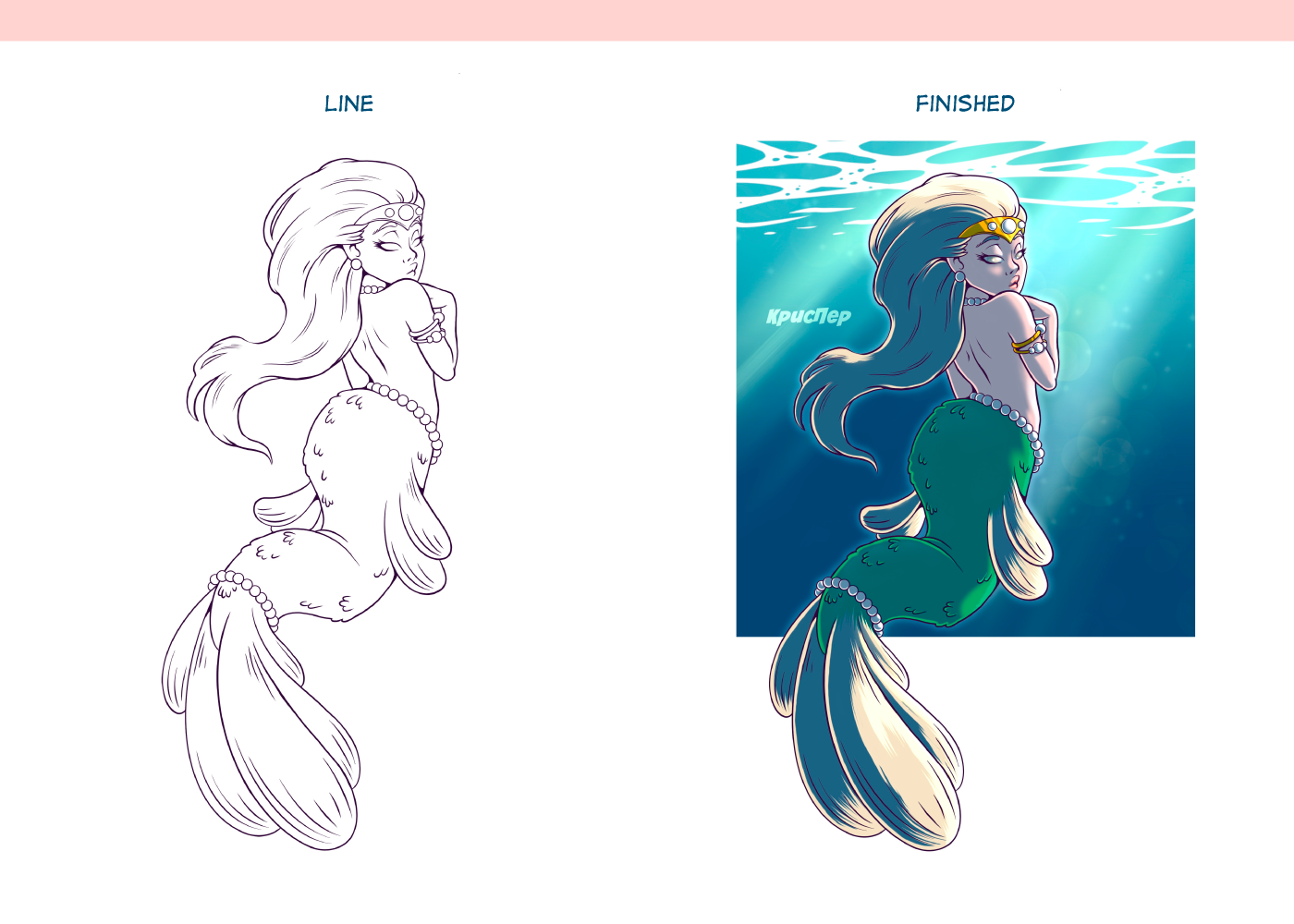 Mermaid character design for children's puzzles — Изображение №4 — Иллюстрация на Dprofile