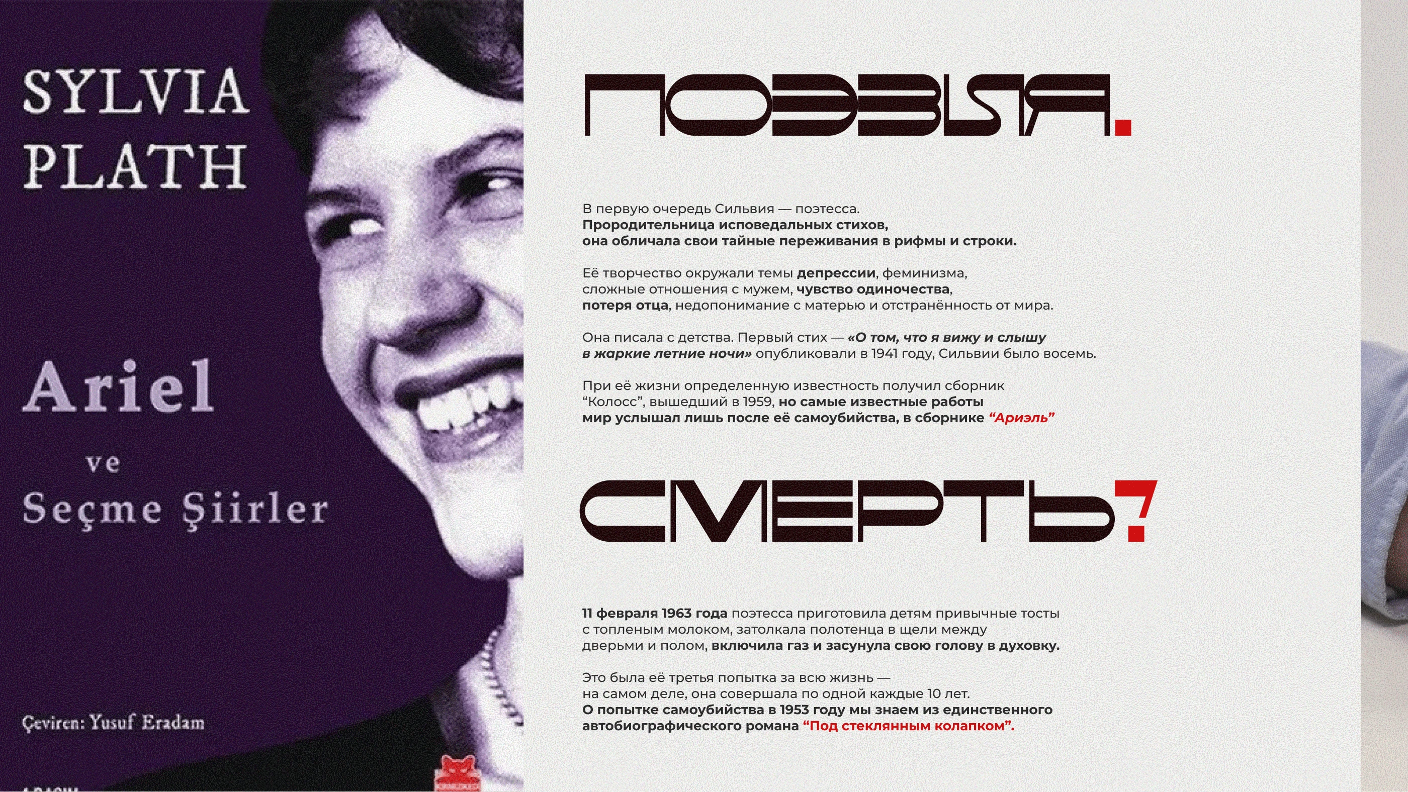 Презентация о Сильвии Плат, Presentation about Sylvia Plath — Изображение №14 — Интерфейсы, Маркетинг на Dprofile