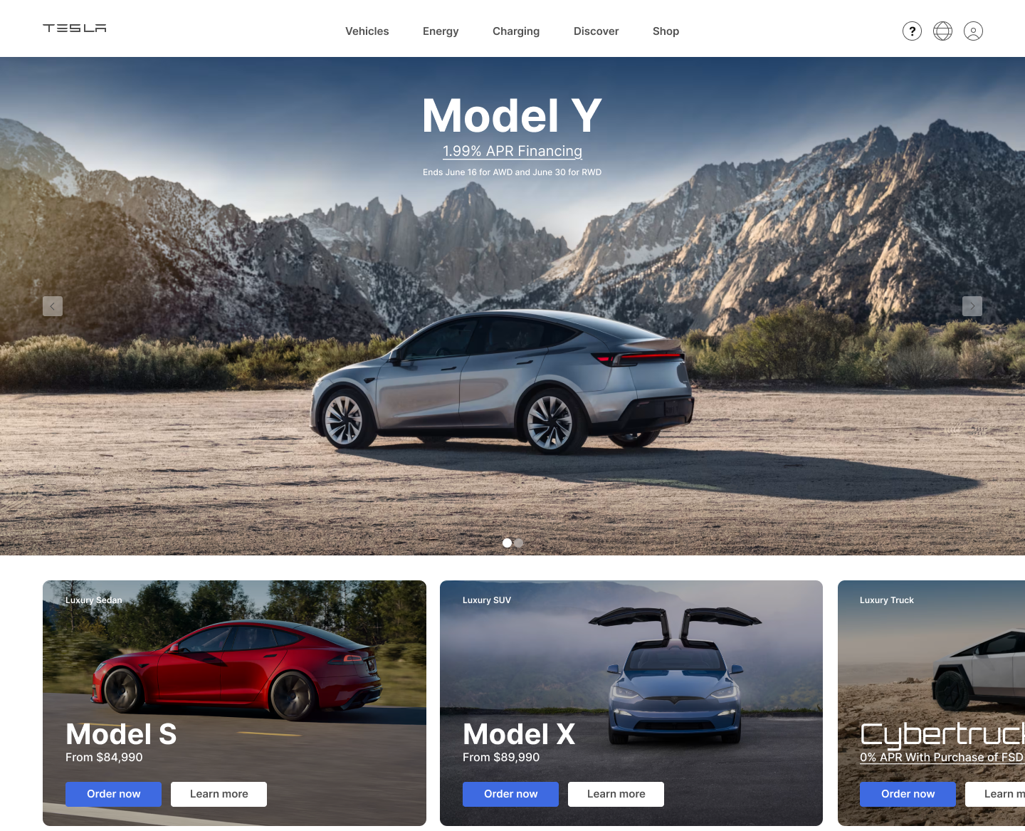 Копия сайта Tesla — Интерфейсы на Dprofile