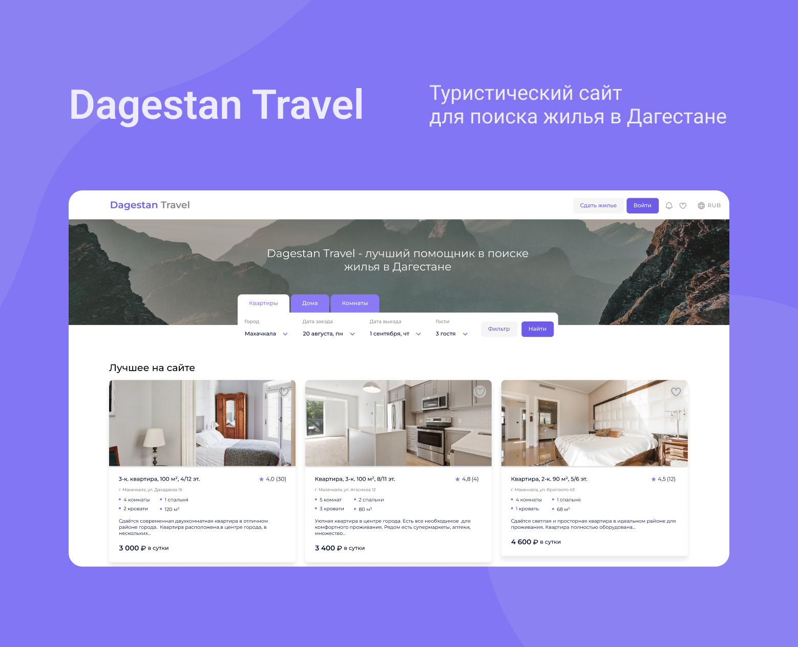 Dagestan Travel Website — Интерфейсы на Dprofile
