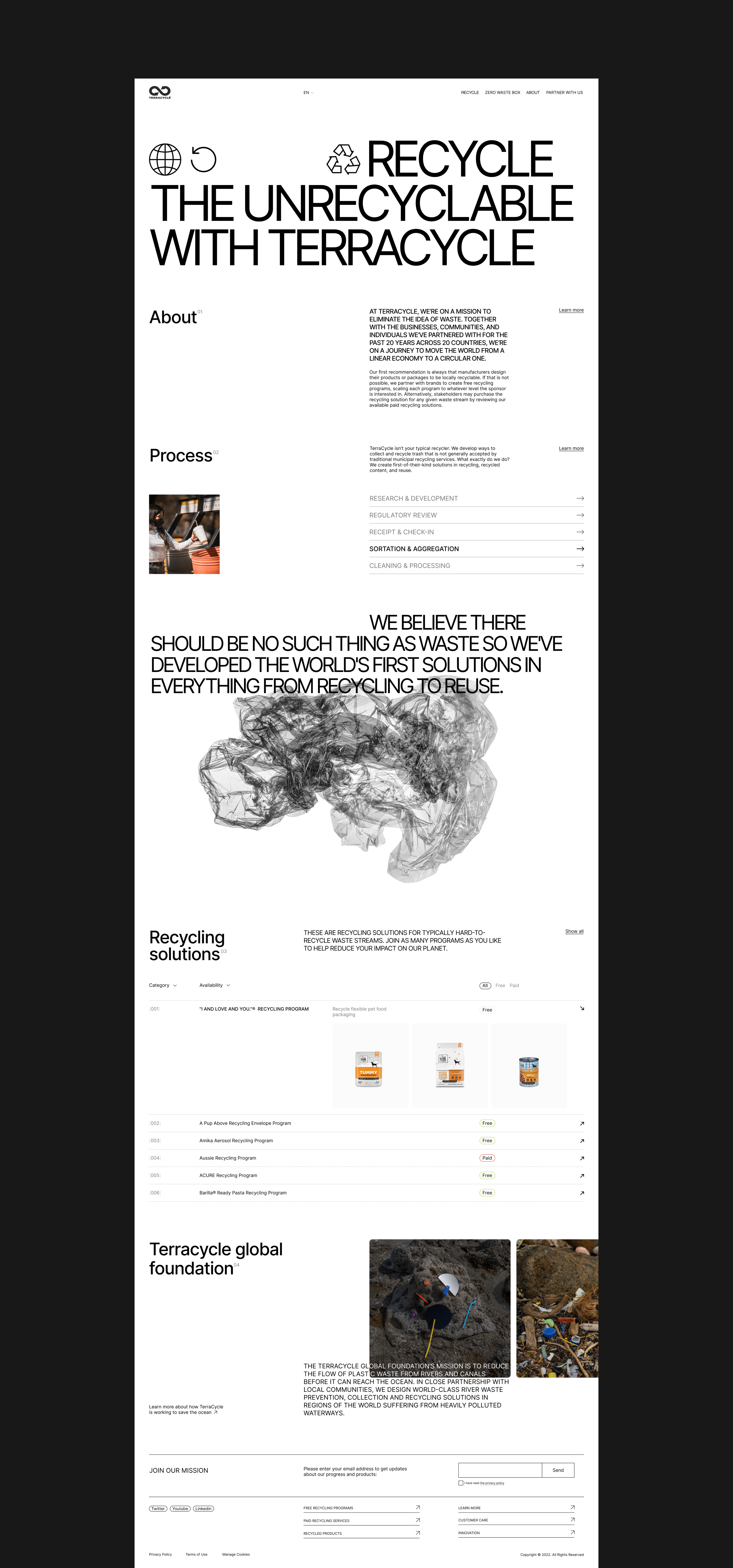 Terracycle — corporate website — Изображение №3 — Интерфейсы на Dprofile