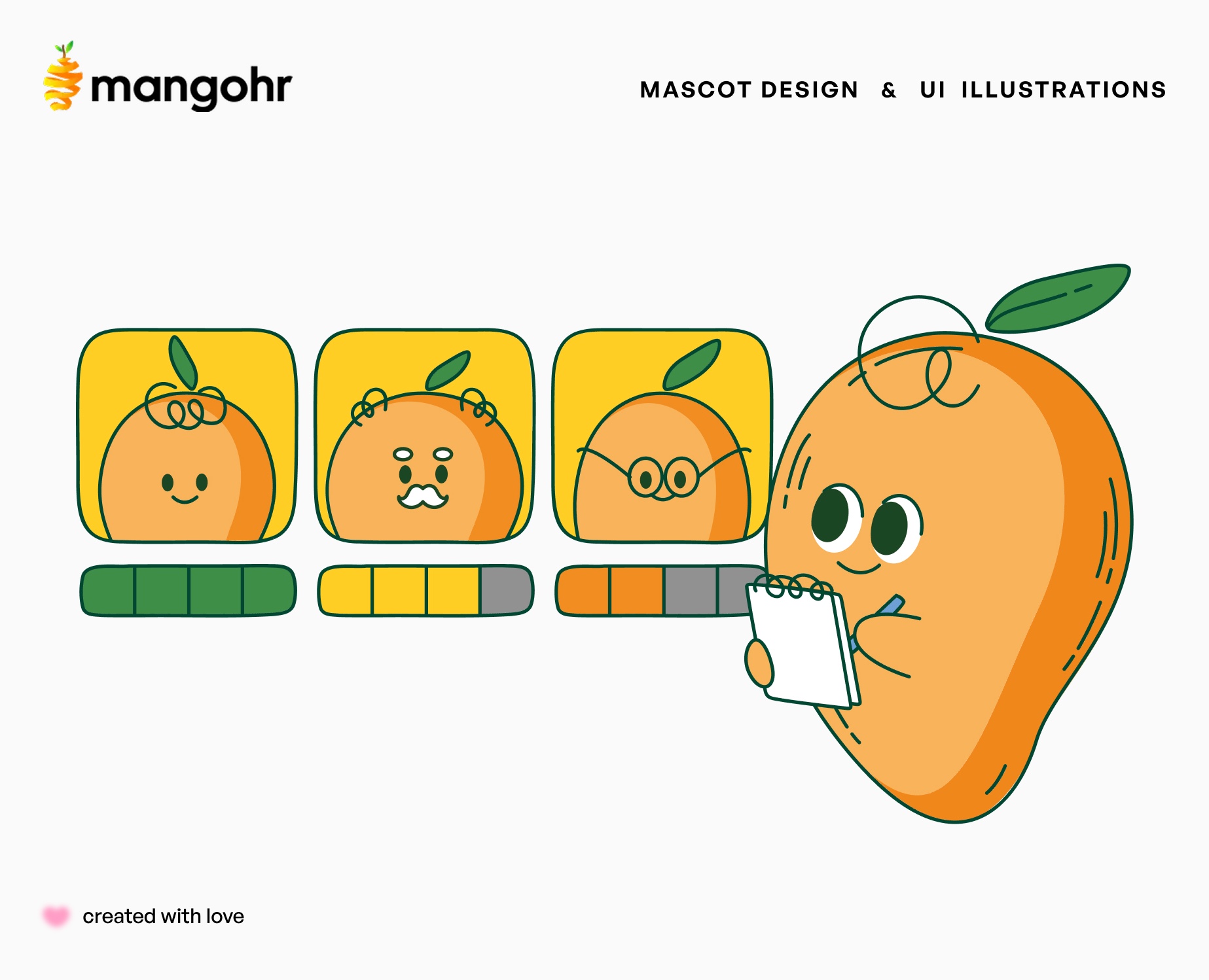 Mangohr – Мascot Design & UI illustrations — Брендинг, Иллюстрация на Dprofile