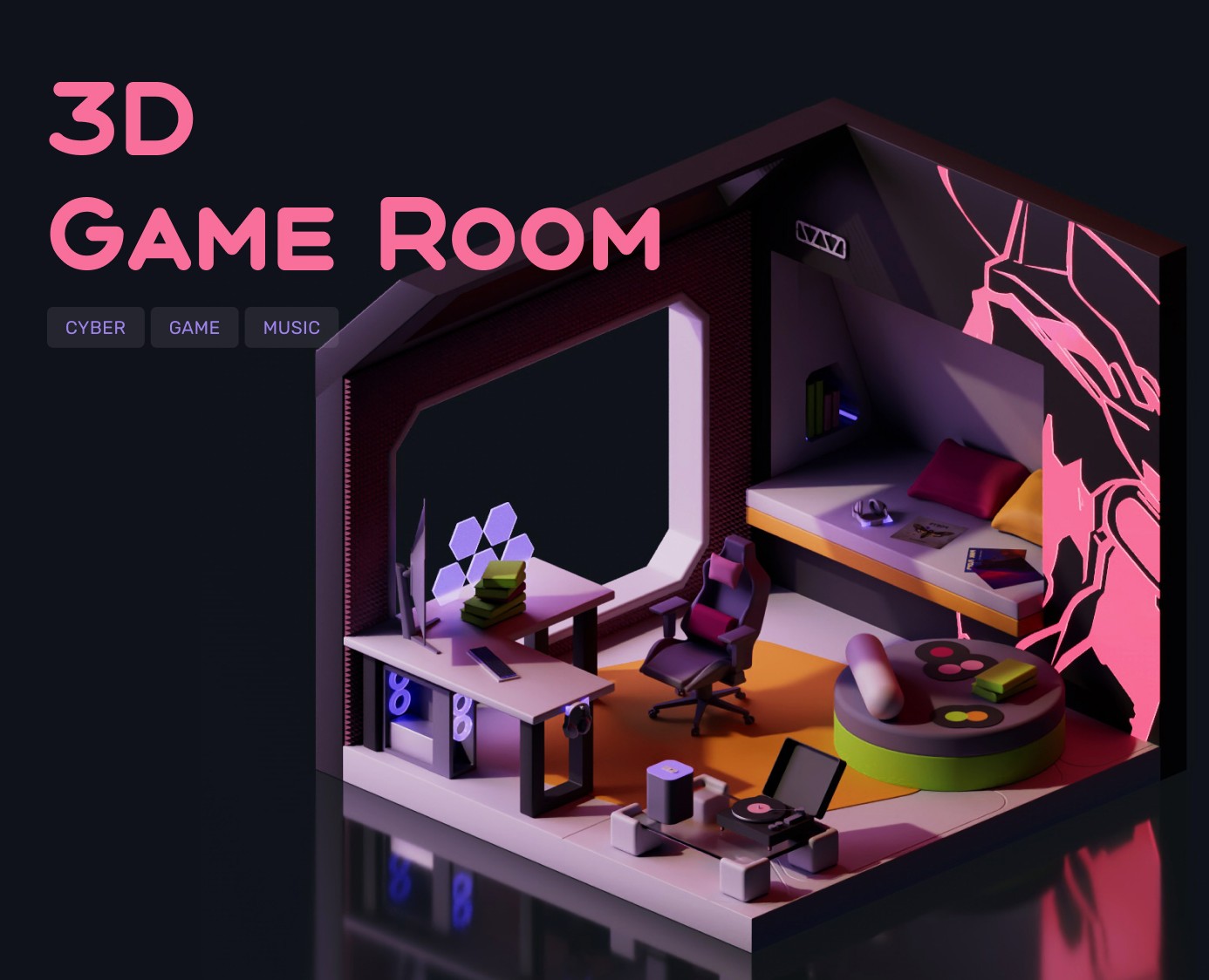 3D isometric Game Room на Dprofile