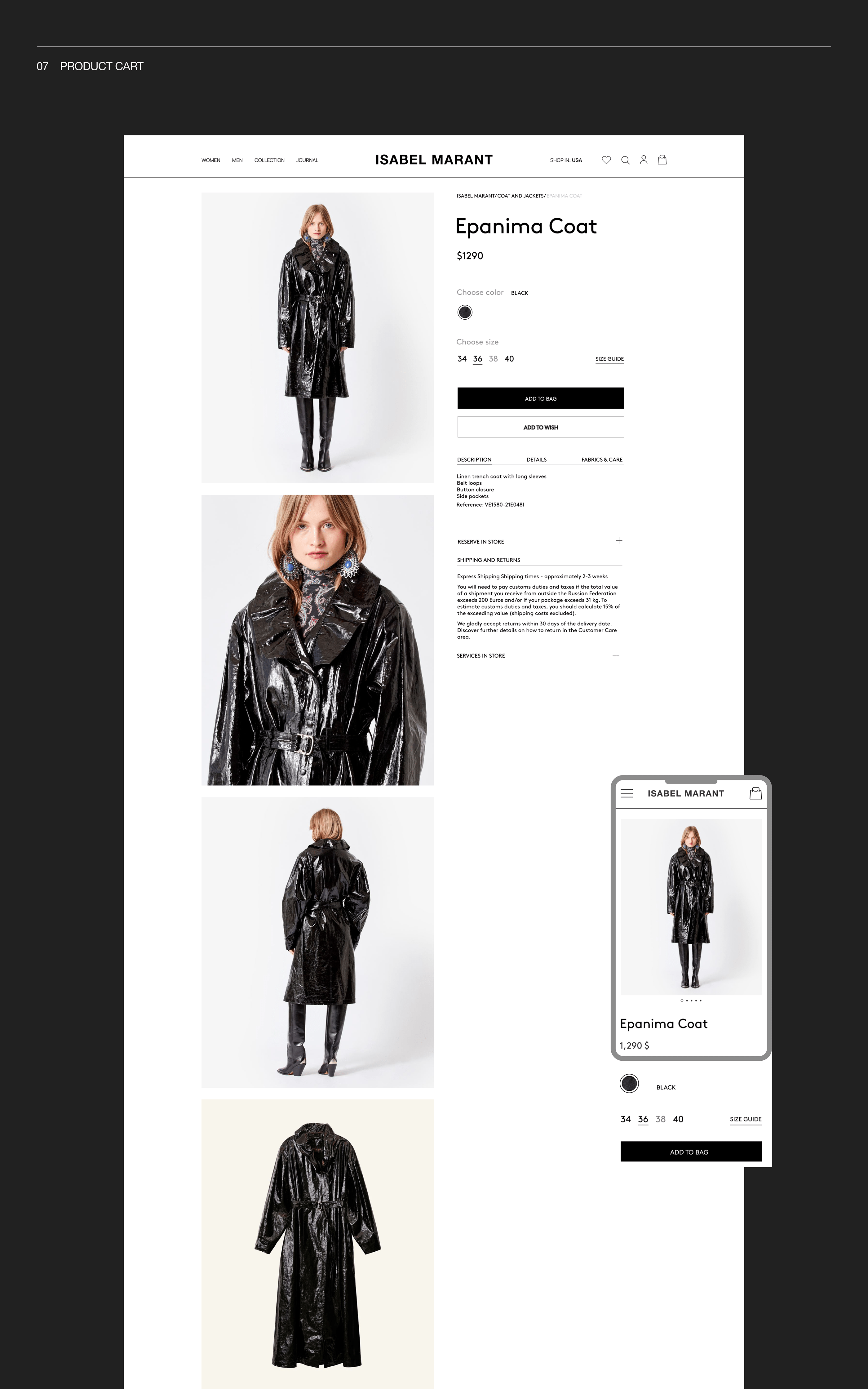ISABEL MARANT — Redesign UI/UX Concept — Изображение №12 — Интерфейсы, Анимация на Dprofile