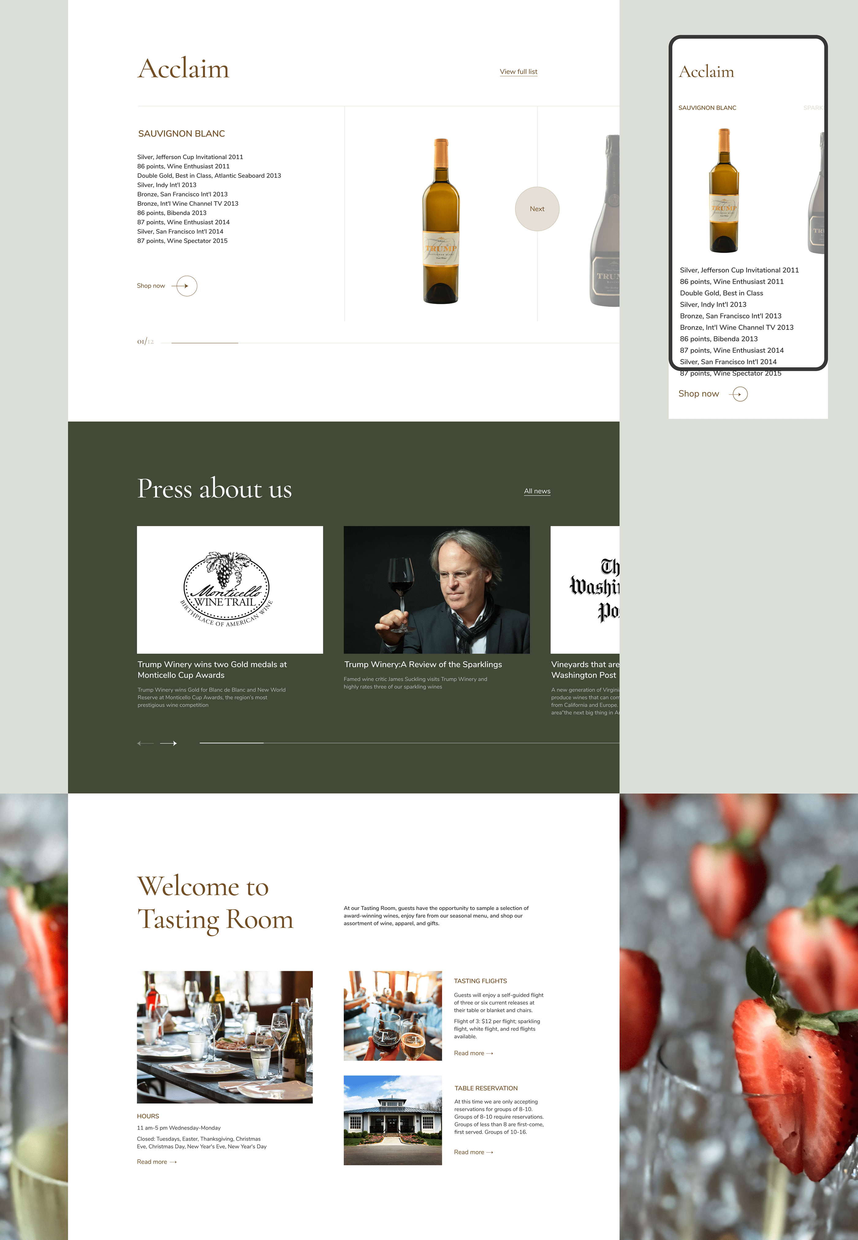 TRUMP WINERY Corporate website redesign — Изображение №12 — Интерфейсы, Анимация на Dprofile