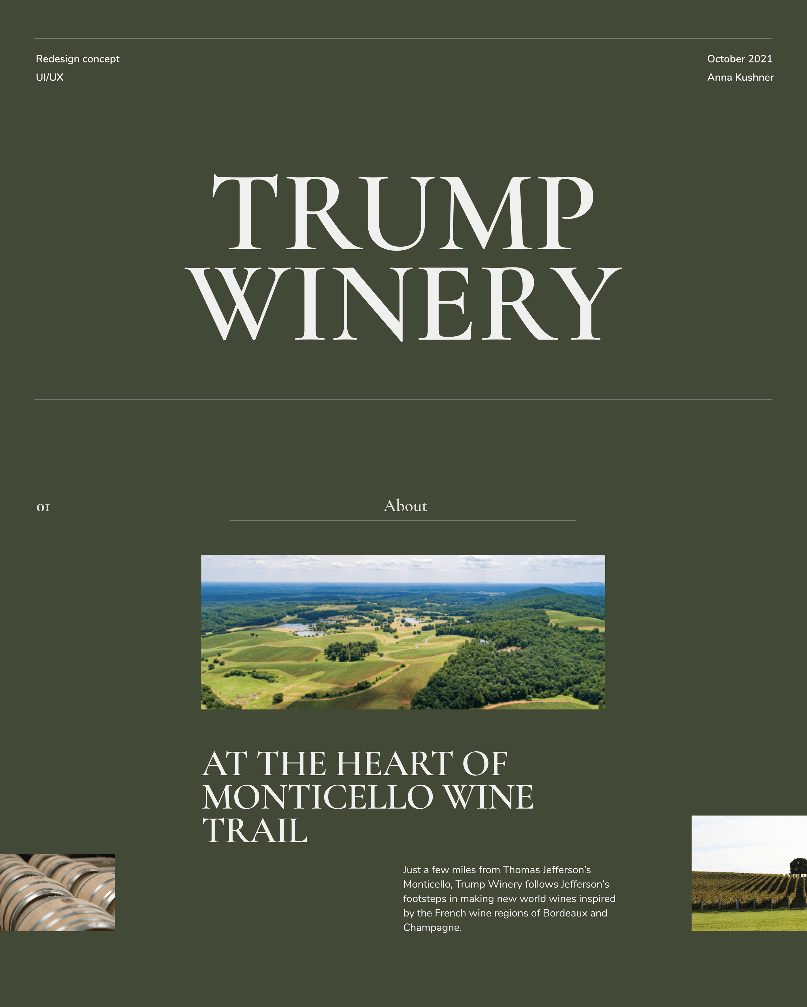 TRUMP WINERY Corporate website redesign — Изображение №1 — Интерфейсы, Анимация на Dprofile