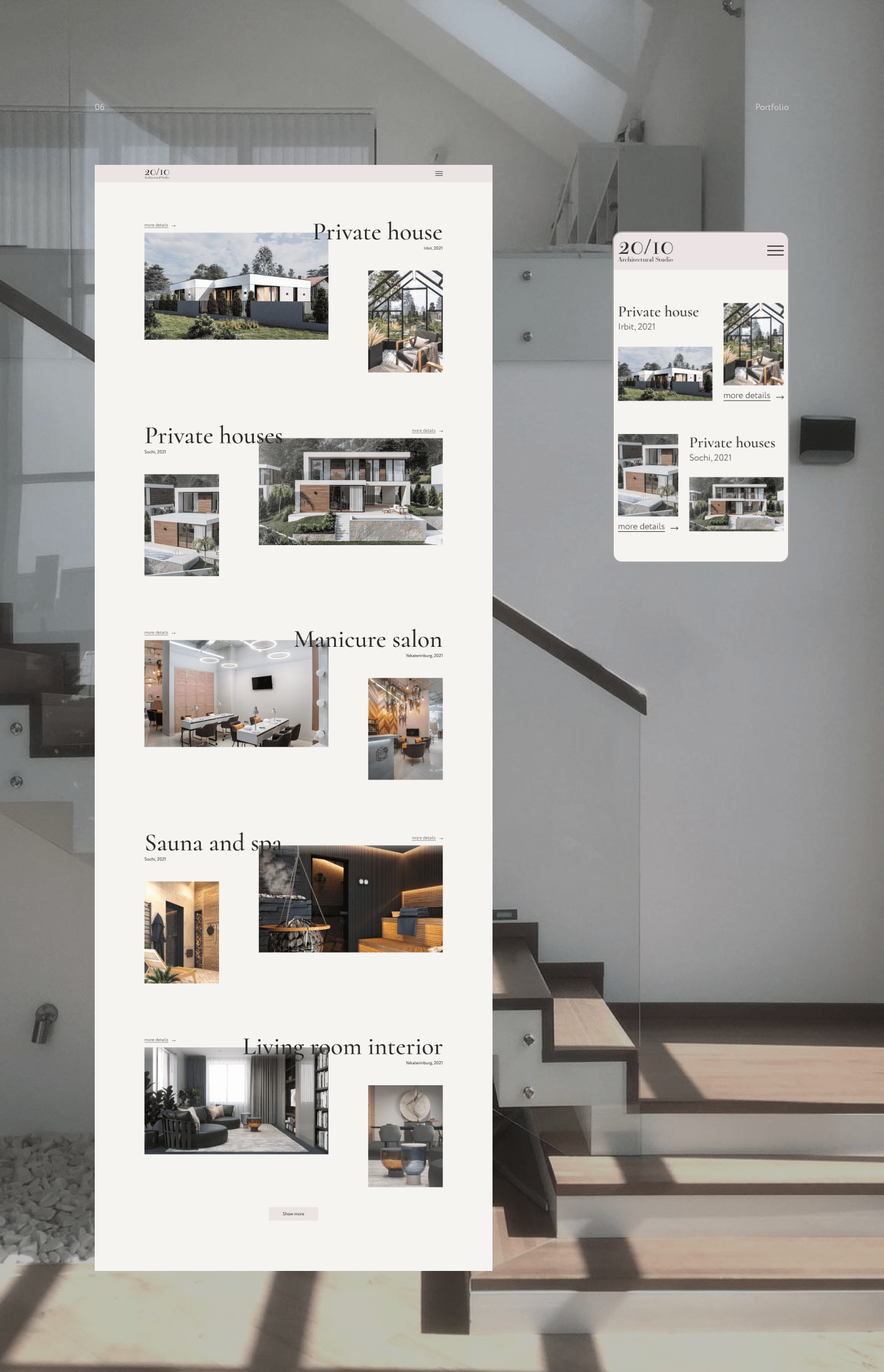 Redesign concept 20/10 Architectural studio — Изображение №7 — Интерфейсы на Dprofile
