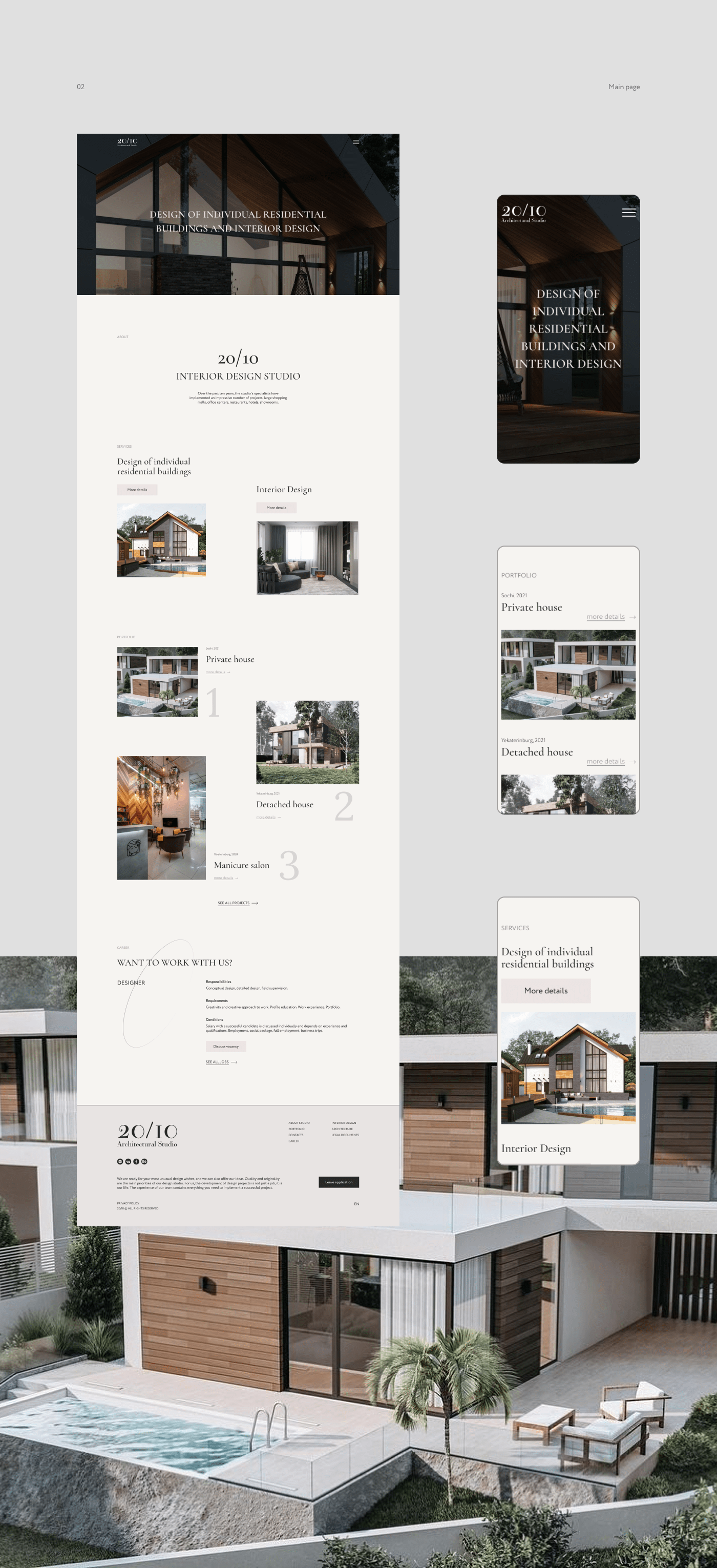 Redesign concept 20/10 Architectural studio — Изображение №3 — Интерфейсы на Dprofile