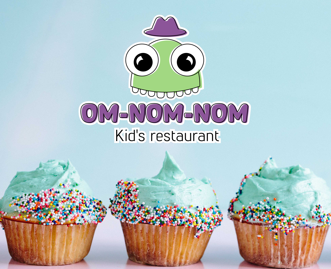 OM-NOM-NOM (детский ресторан) — Брендинг, Графика на Dprofile