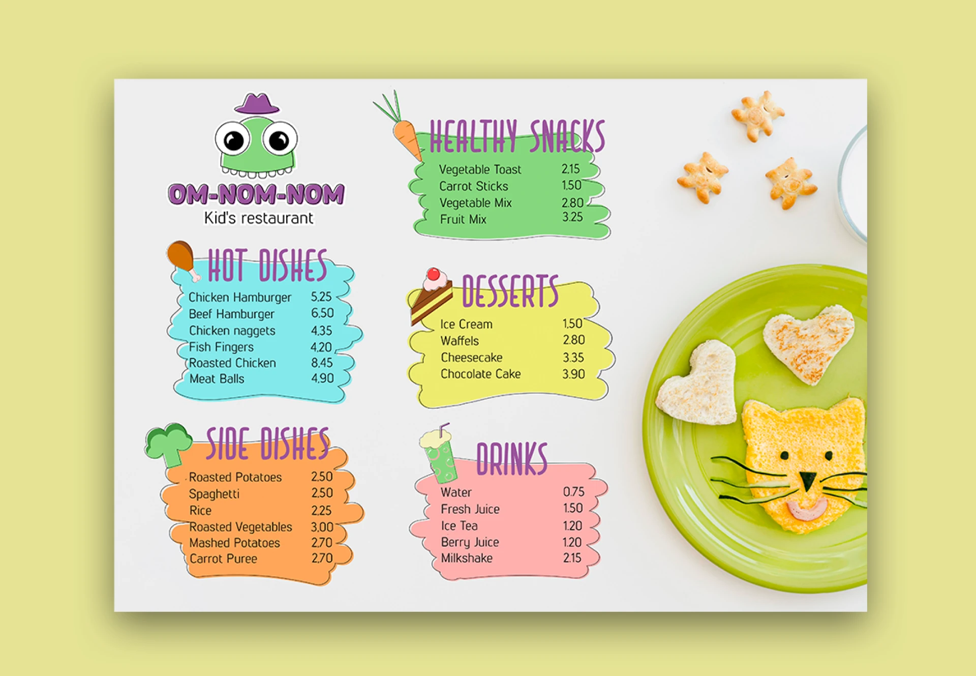 OM-NOM-NOM (детский ресторан) — Изображение №4 — Брендинг, Графика на Dprofile