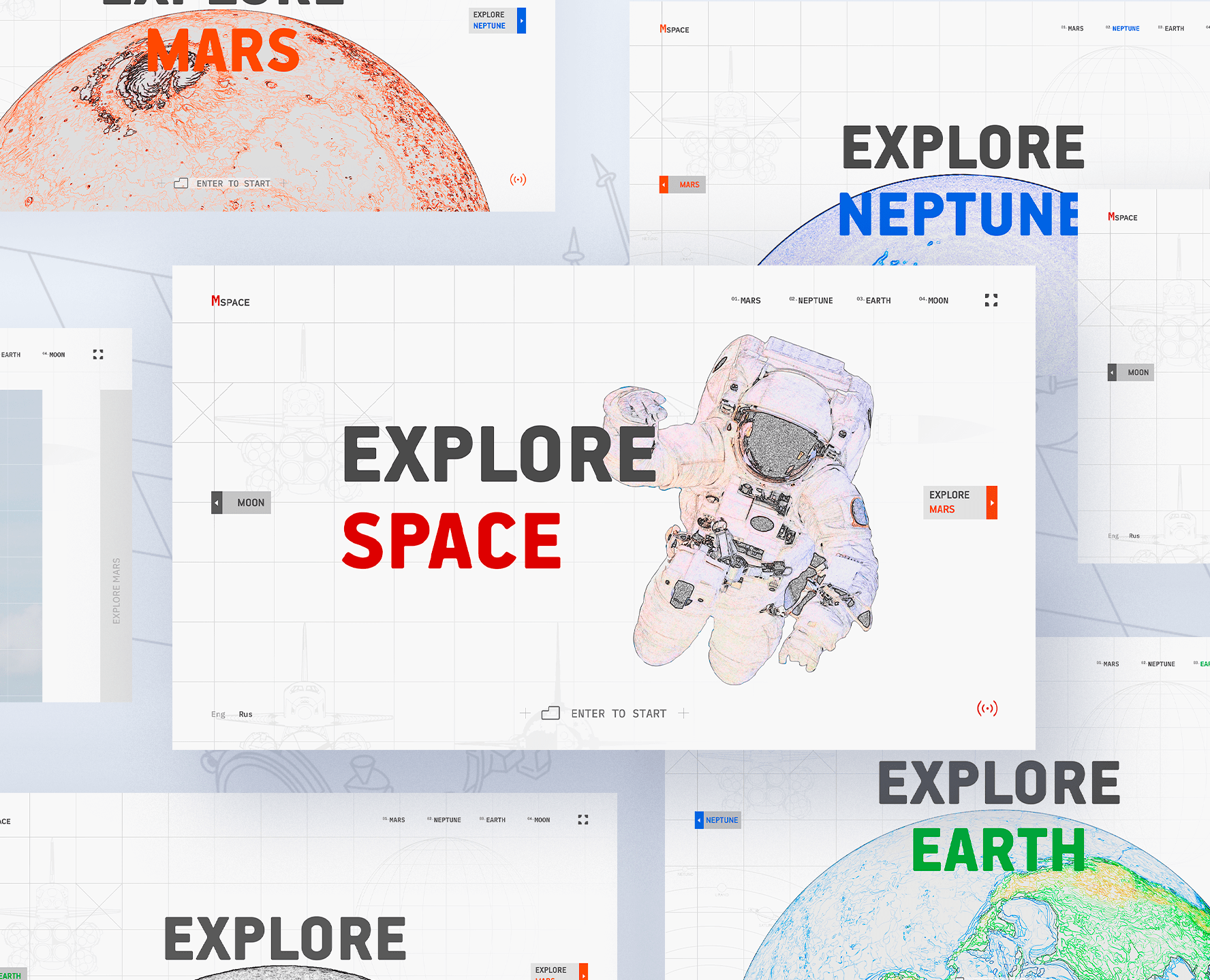 Explore space — Интерфейсы, Иллюстрация на Dprofile
