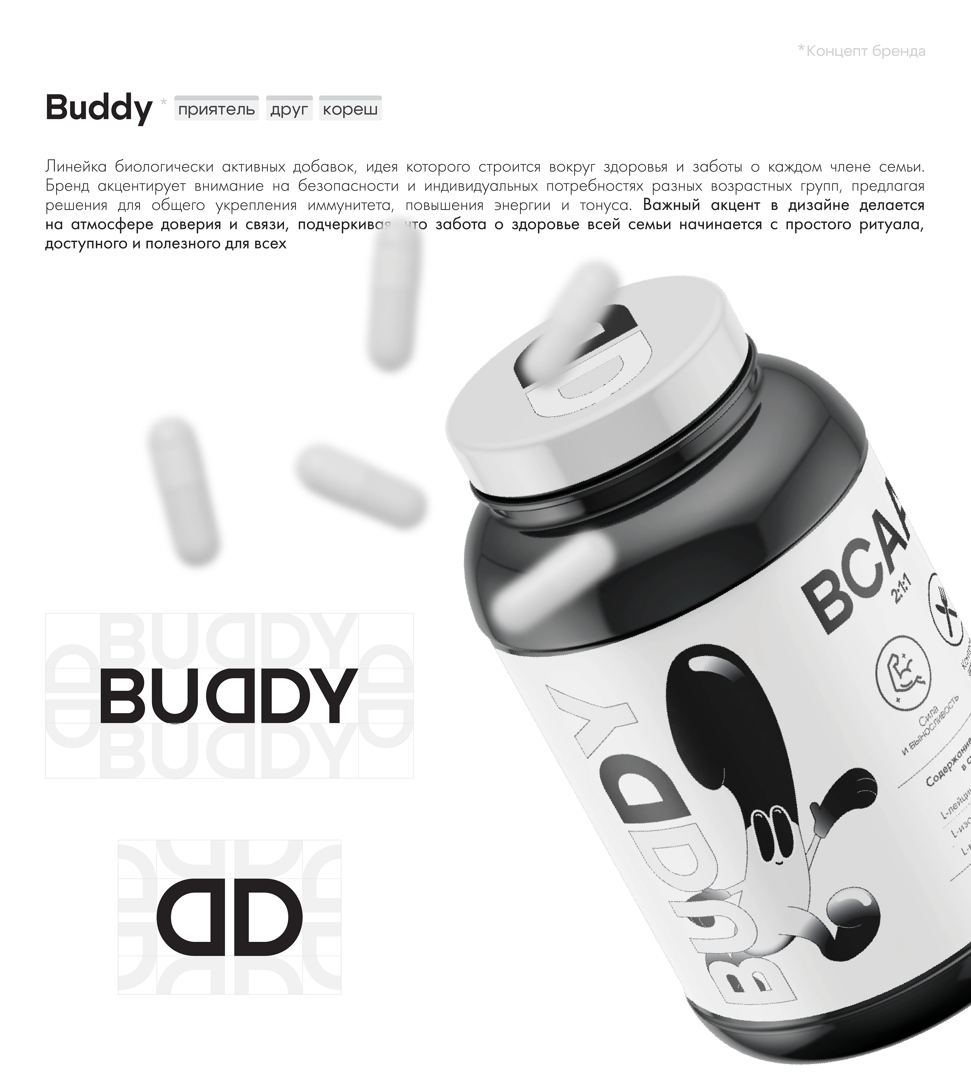 BUDDY. Айдентика бренда пищевых добавок — Изображение №2 — Брендинг, Иллюстрация на Dprofile