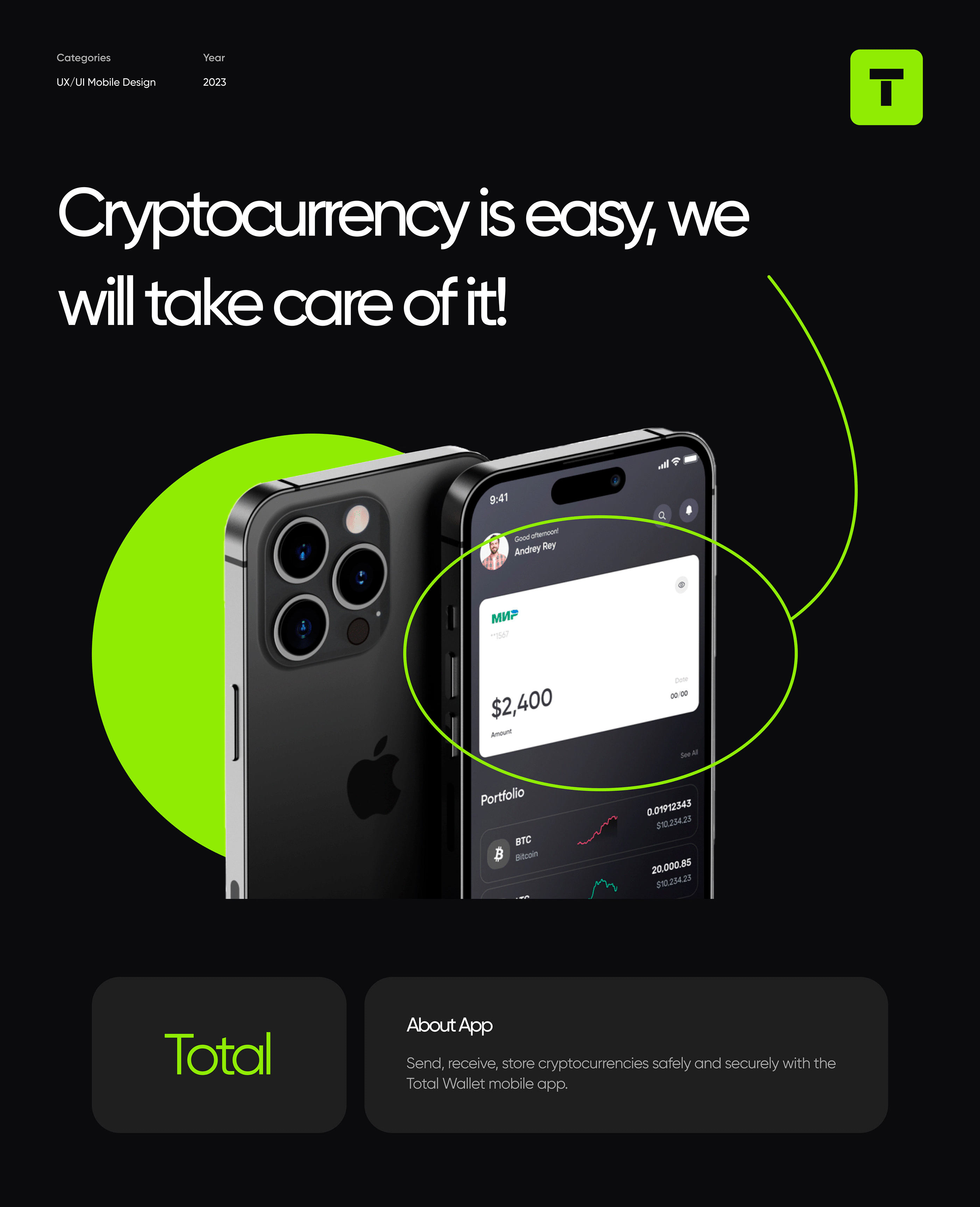 Crypto Wallet TOTAL - Mobile App — Изображение №1 — Интерфейсы, Брендинг на Dprofile