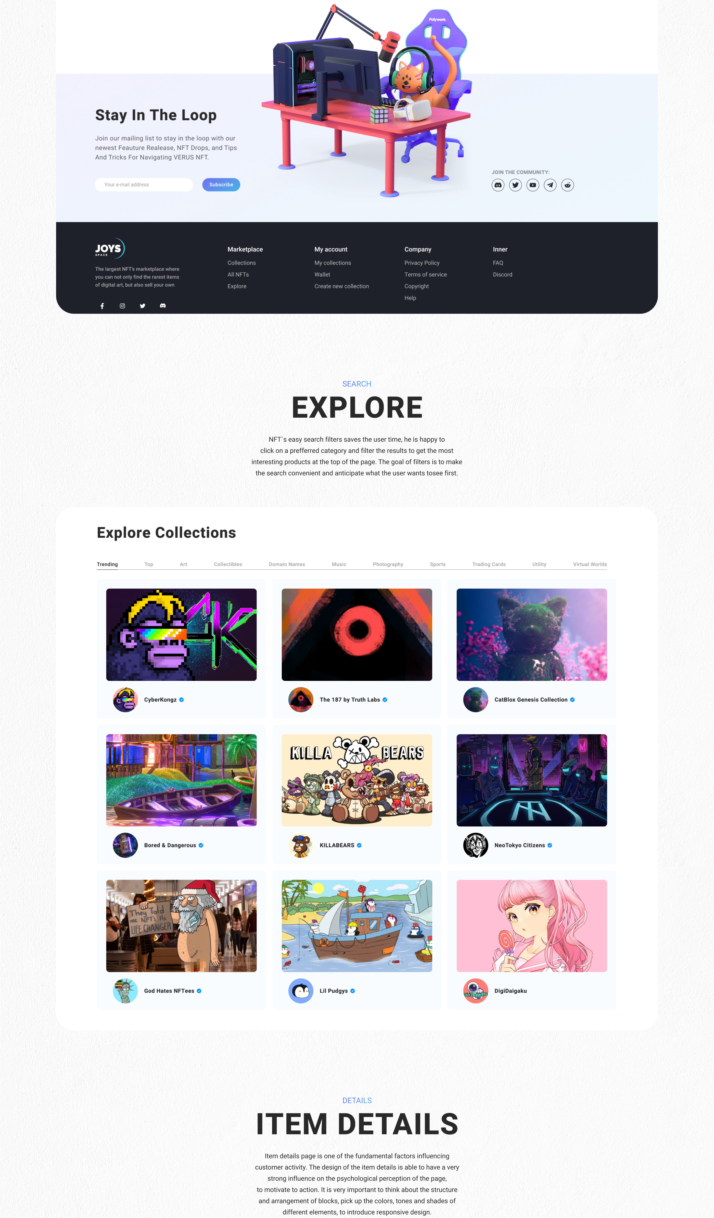 NFT MARKETPLACE - JOYS SPACE — Изображение №5 — Интерфейсы, Брендинг на Dprofile