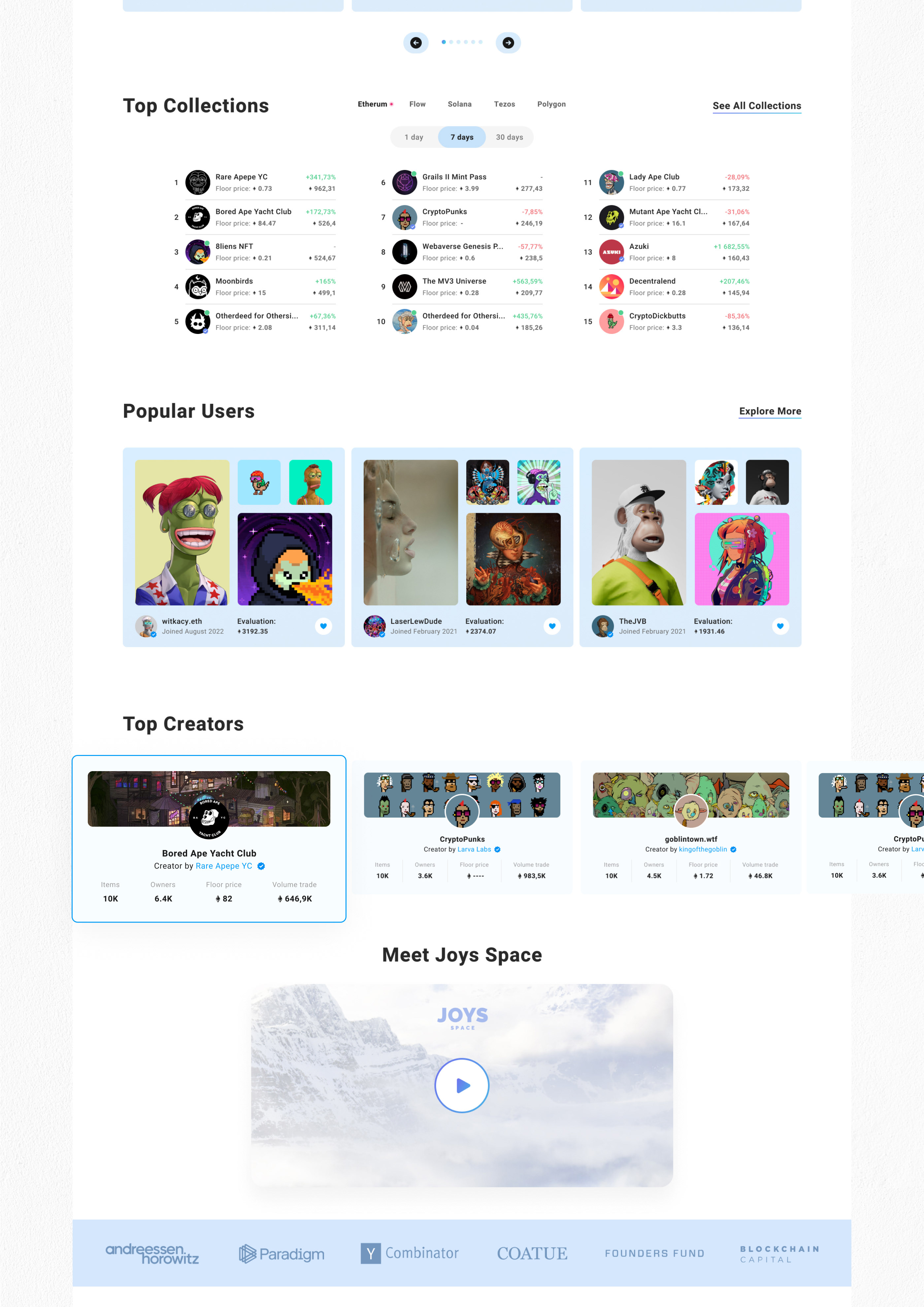 NFT MARKETPLACE - JOYS SPACE — Изображение №4 — Интерфейсы, Брендинг на Dprofile