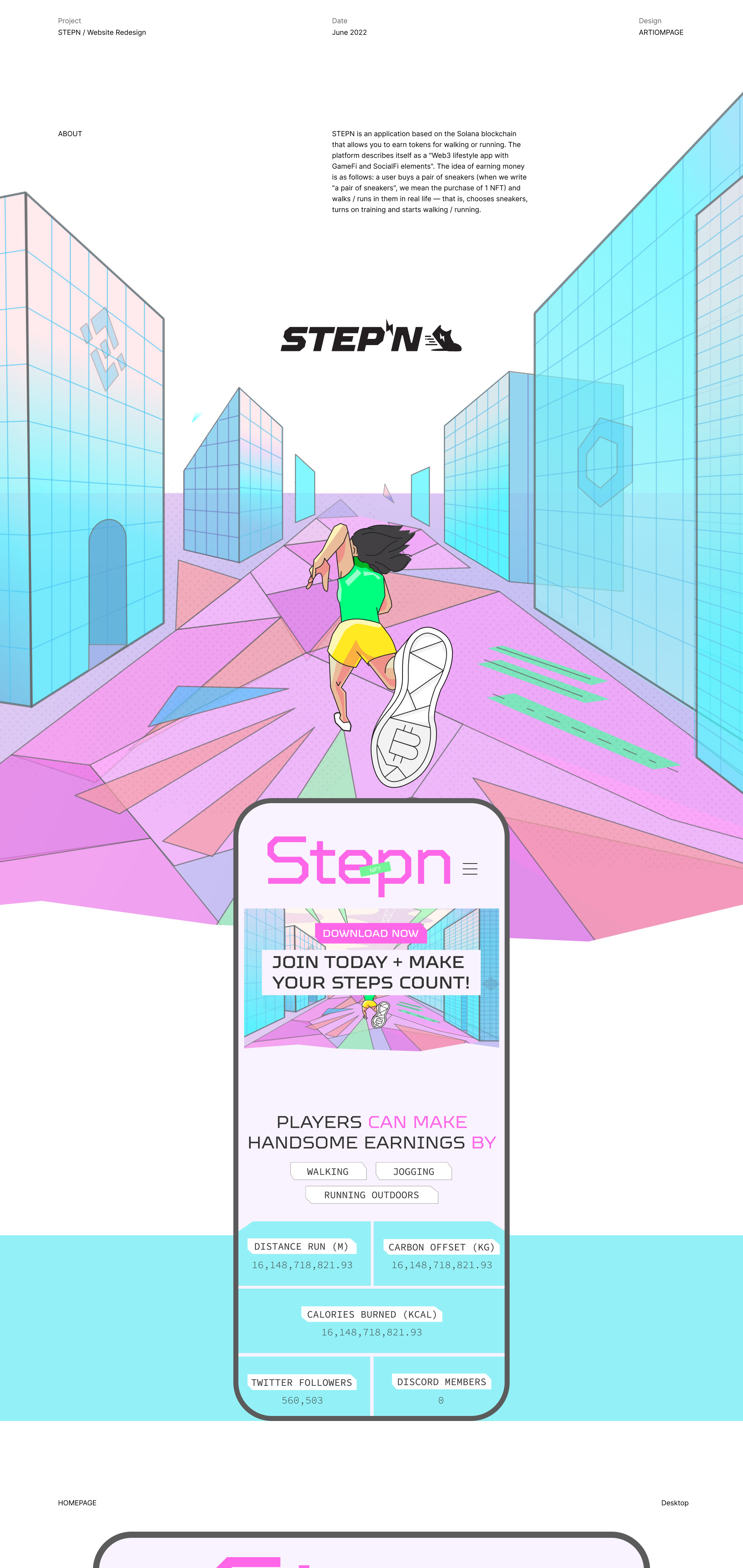 STEPN | NFT Project | Website Redesign — Изображение №1 — Интерфейсы, Брендинг на Dprofile