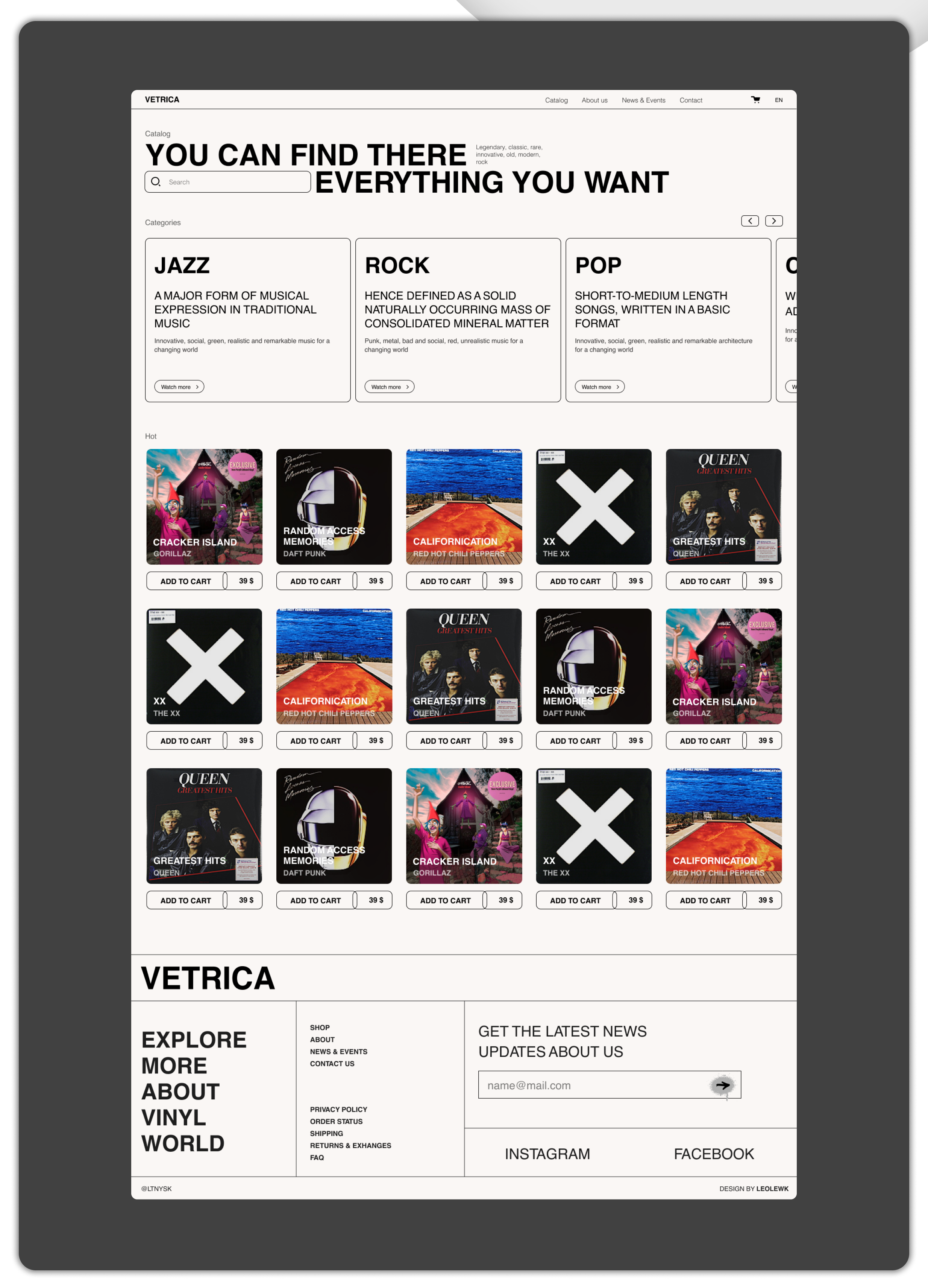 VYNIL STORE concept design — Изображение №7 — Интерфейсы, Брендинг на Dprofile