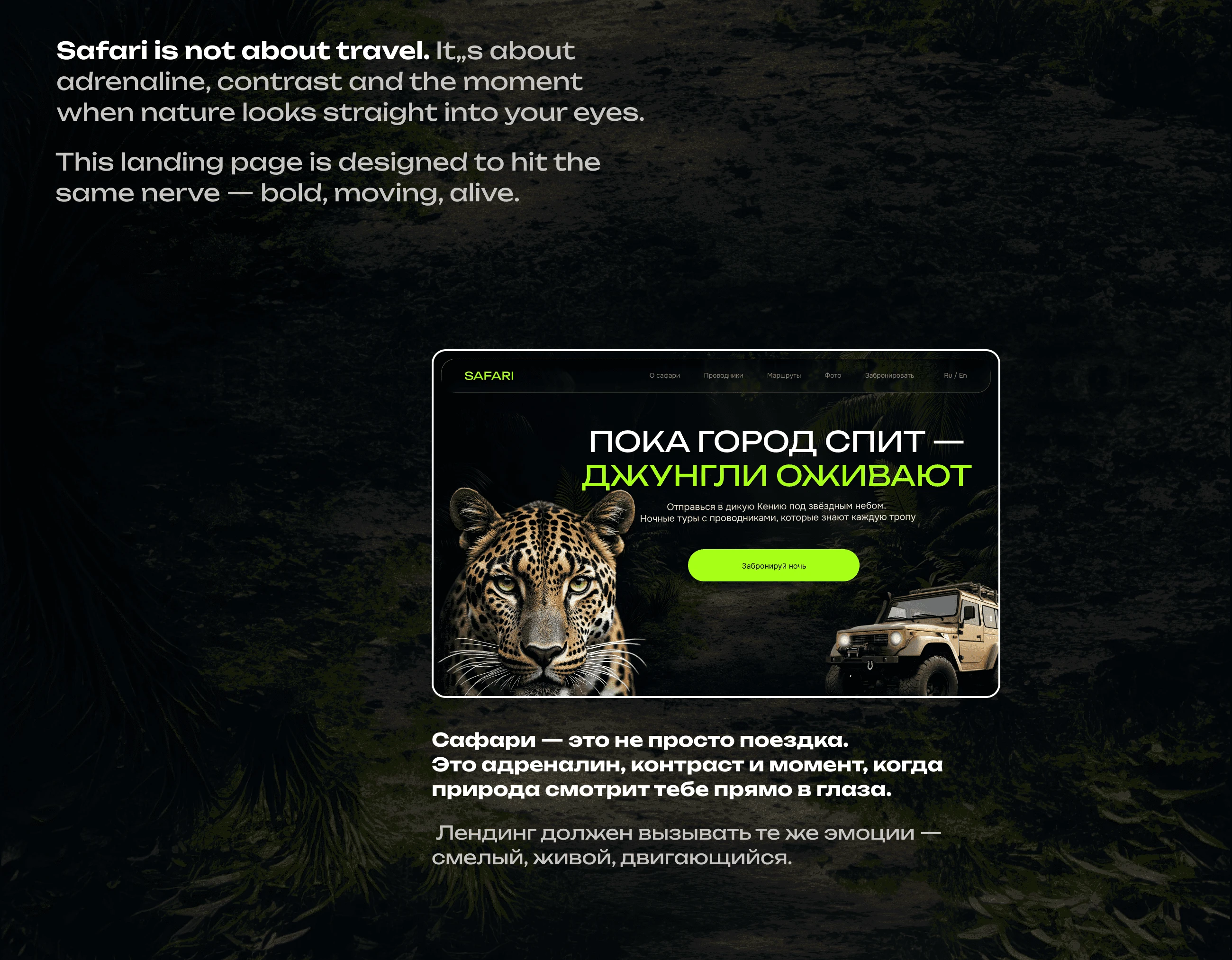 Kenya Safari — UI/UX Website Design & Animation — Изображение №2 — Интерфейсы, Анимация на Dprofile