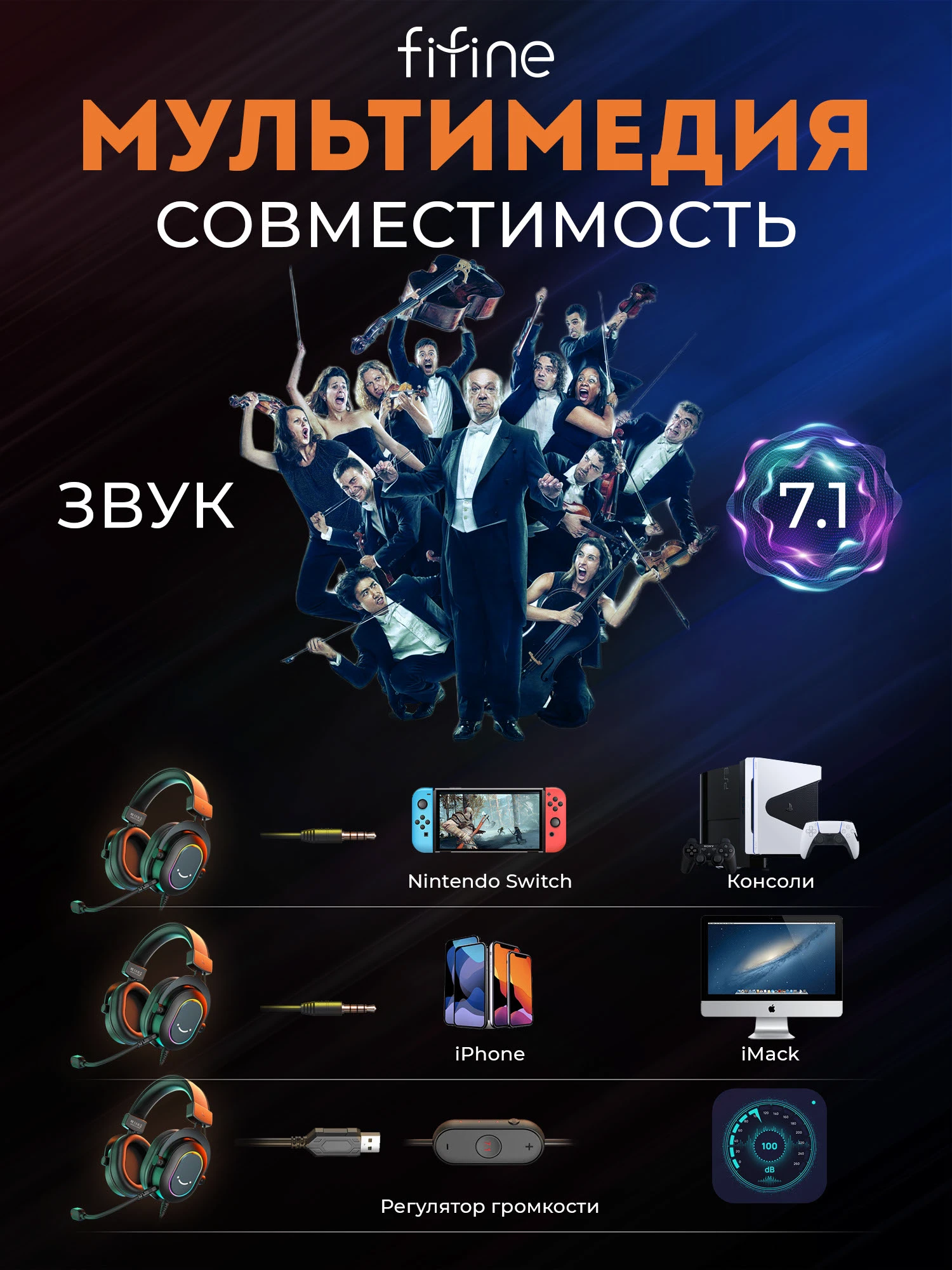 Игровые наушники. Карточка для макретплейса — Изображение №2 — Графика, Маркетинг на Dprofile