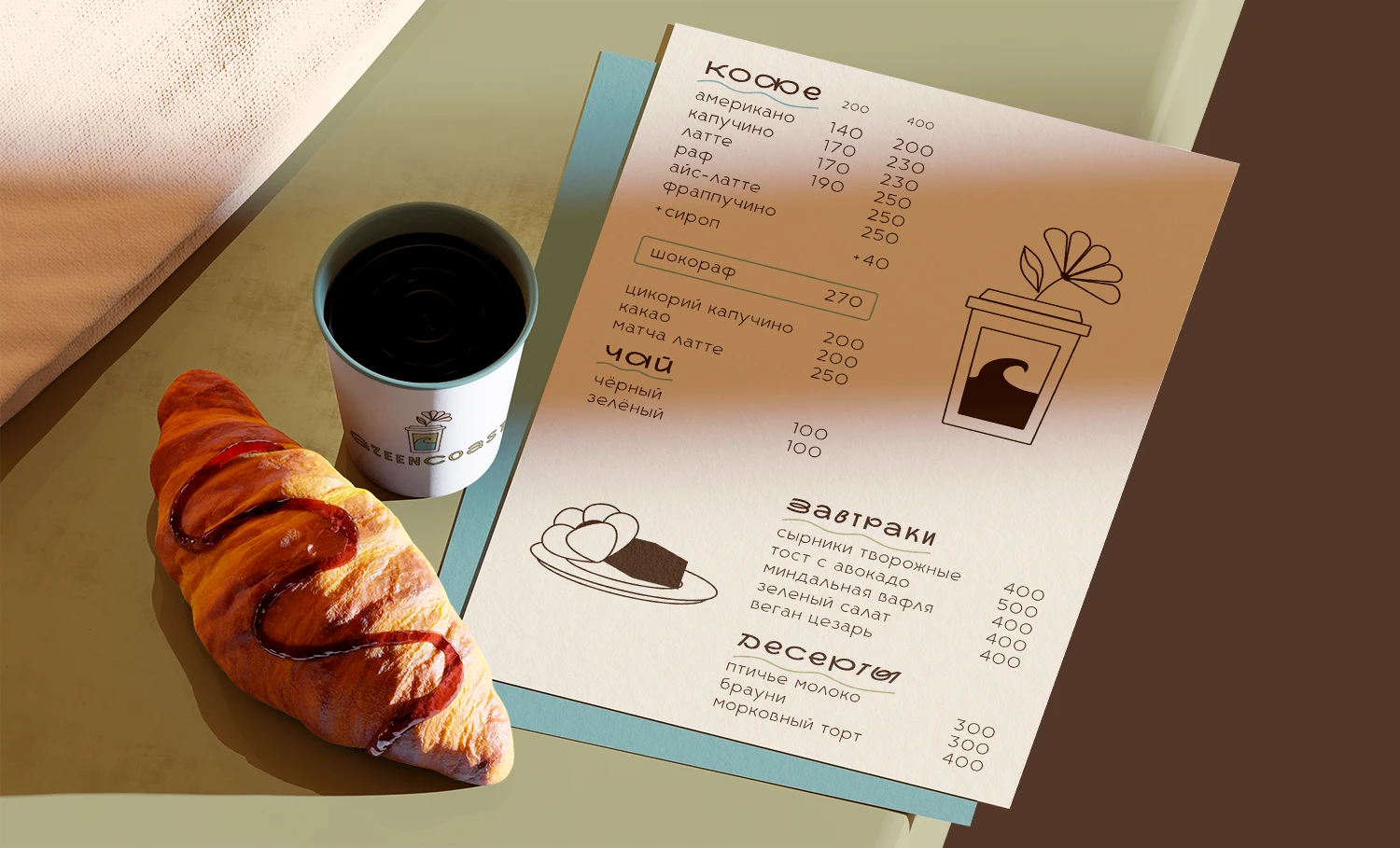 Айдентика кофейни greencost | caffee identity | logo | menu — Изображение №8 — Брендинг, Графика на Dprofile