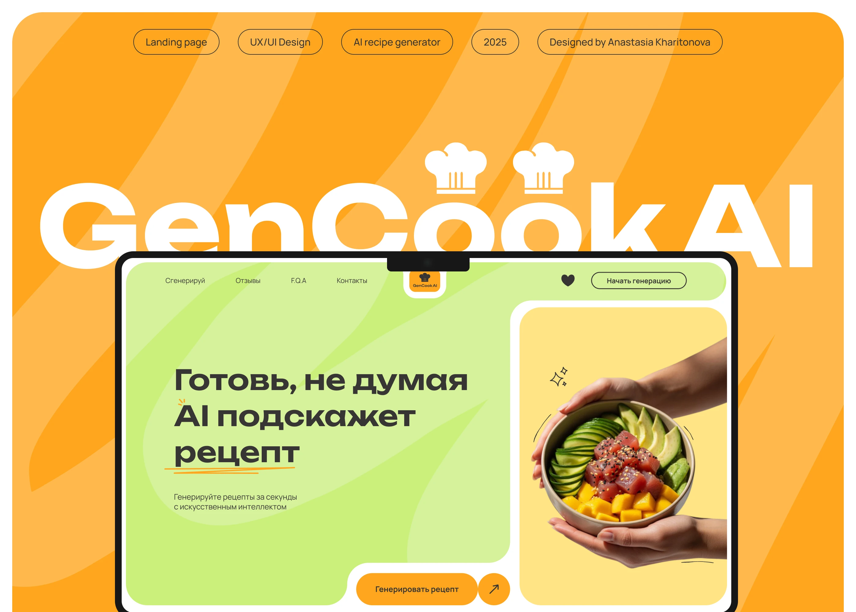 GenCook AI - Landing page for generating recipes — Изображение №1 — Интерфейсы на Dprofile