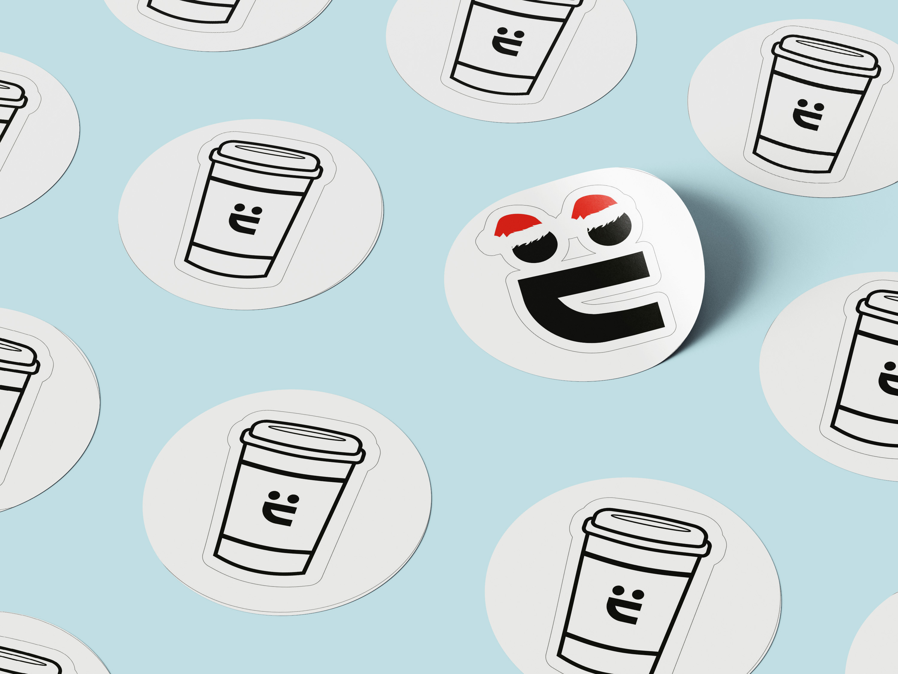 Новогодние стикеры для кофейни "Черточка" — Изображение №1 — Брендинг, Графика на Dprofile