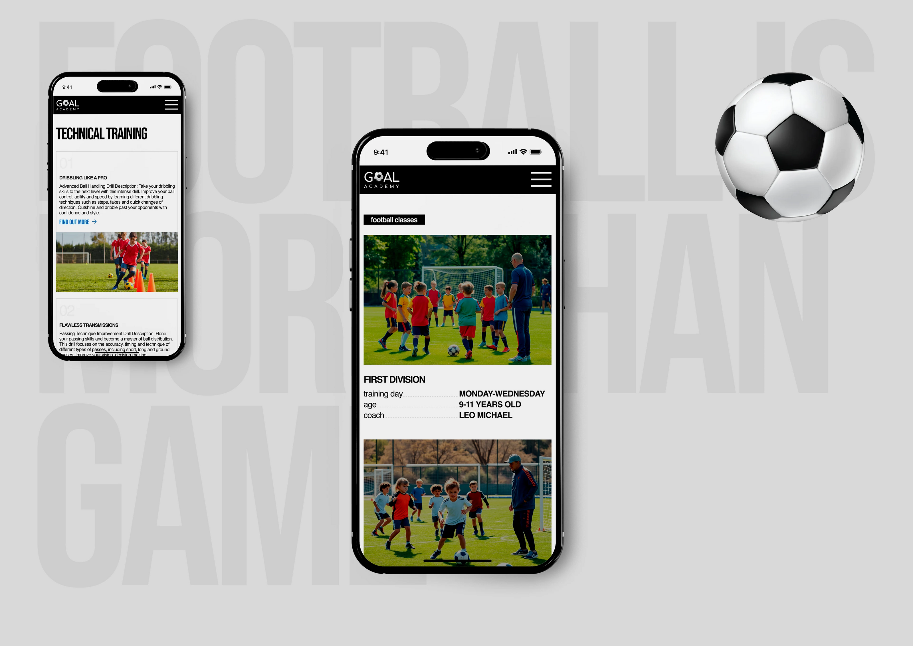 Футбольная академия GOAL/Спортивный проект — Изображение №5 — Интерфейсы на Dprofile