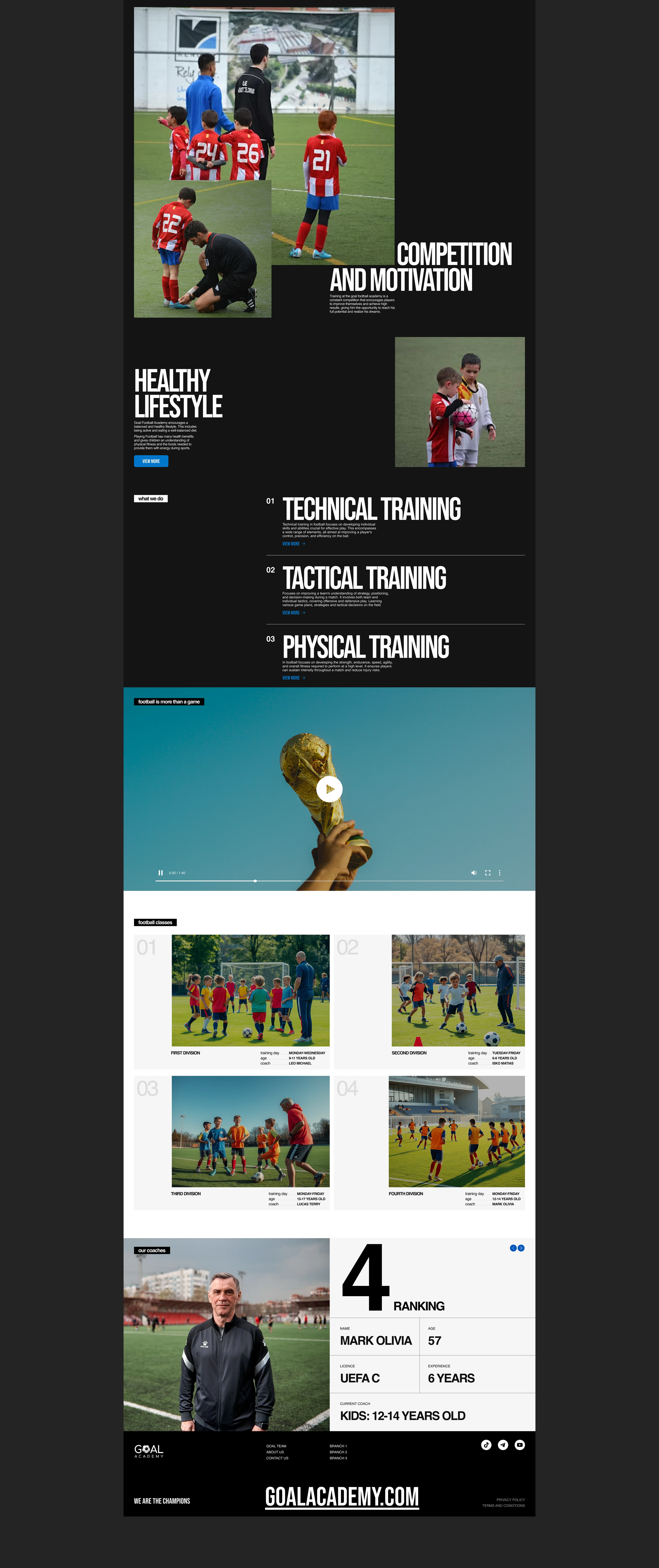 Футбольная академия GOAL/Спортивный проект — Изображение №4 — Интерфейсы на Dprofile