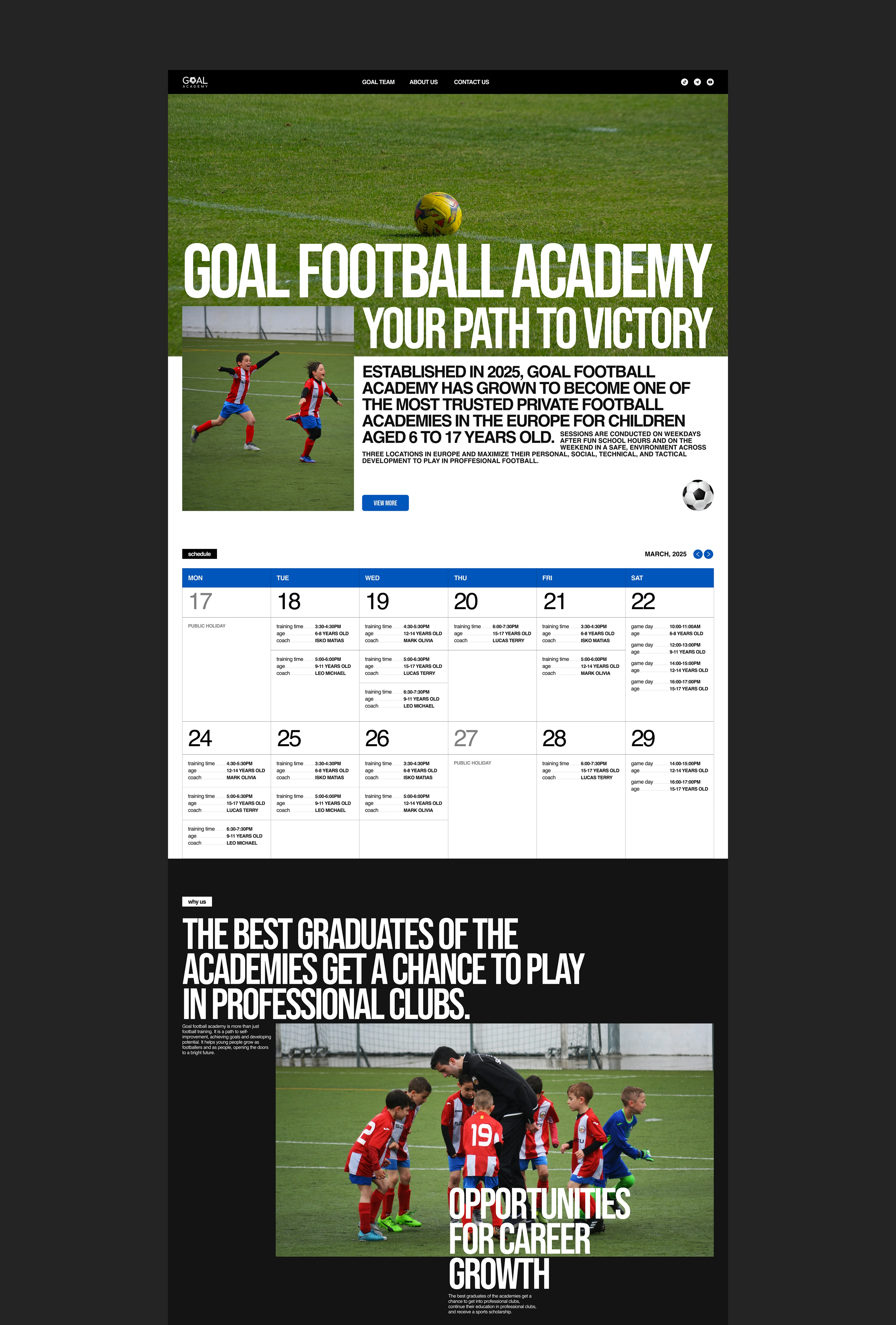 Футбольная академия GOAL/Спортивный проект — Изображение №3 — Интерфейсы на Dprofile