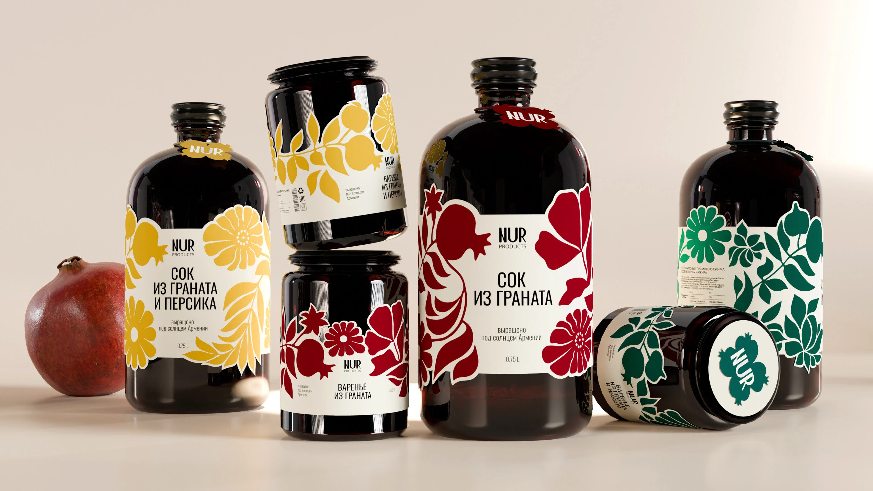 Упаковка бренда продуктов из граната NUR — Изображение №20 — Брендинг, 3D на Dprofile