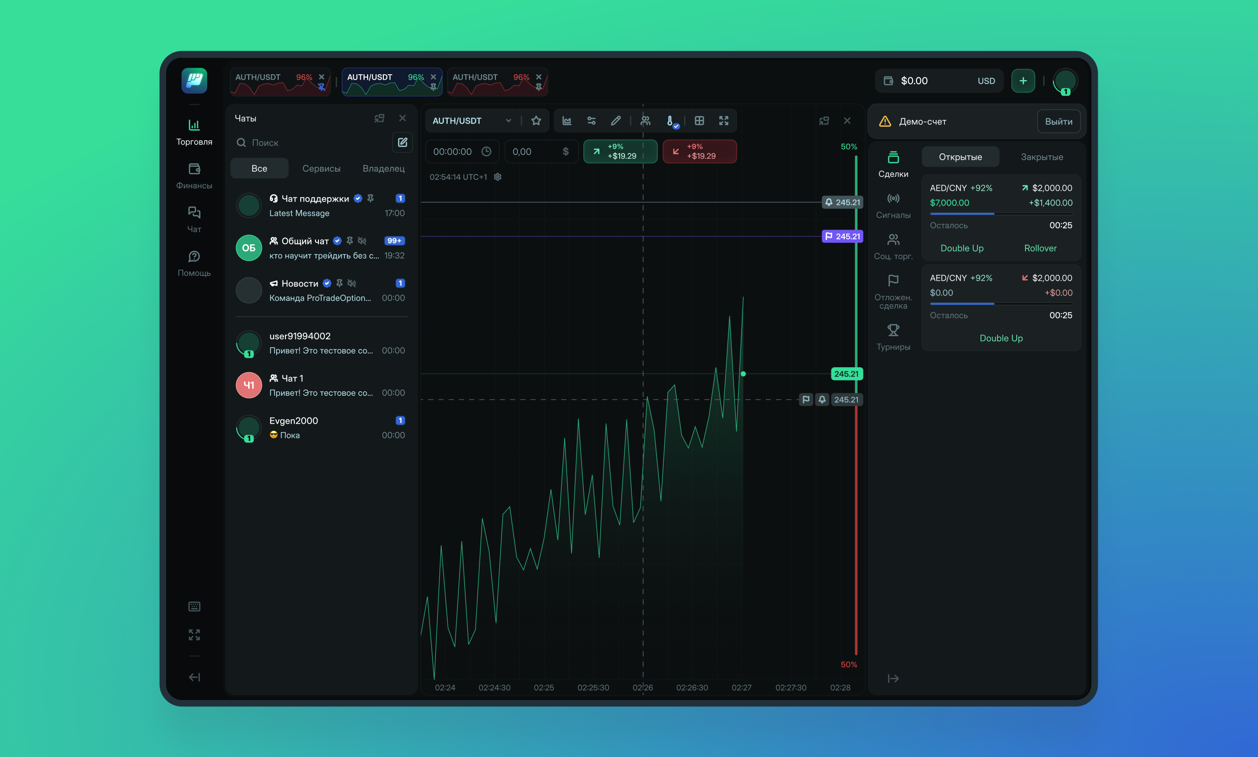 ProTrade — Биржа для бинарных опционов — Изображение №6 — Интерфейсы на Dprofile