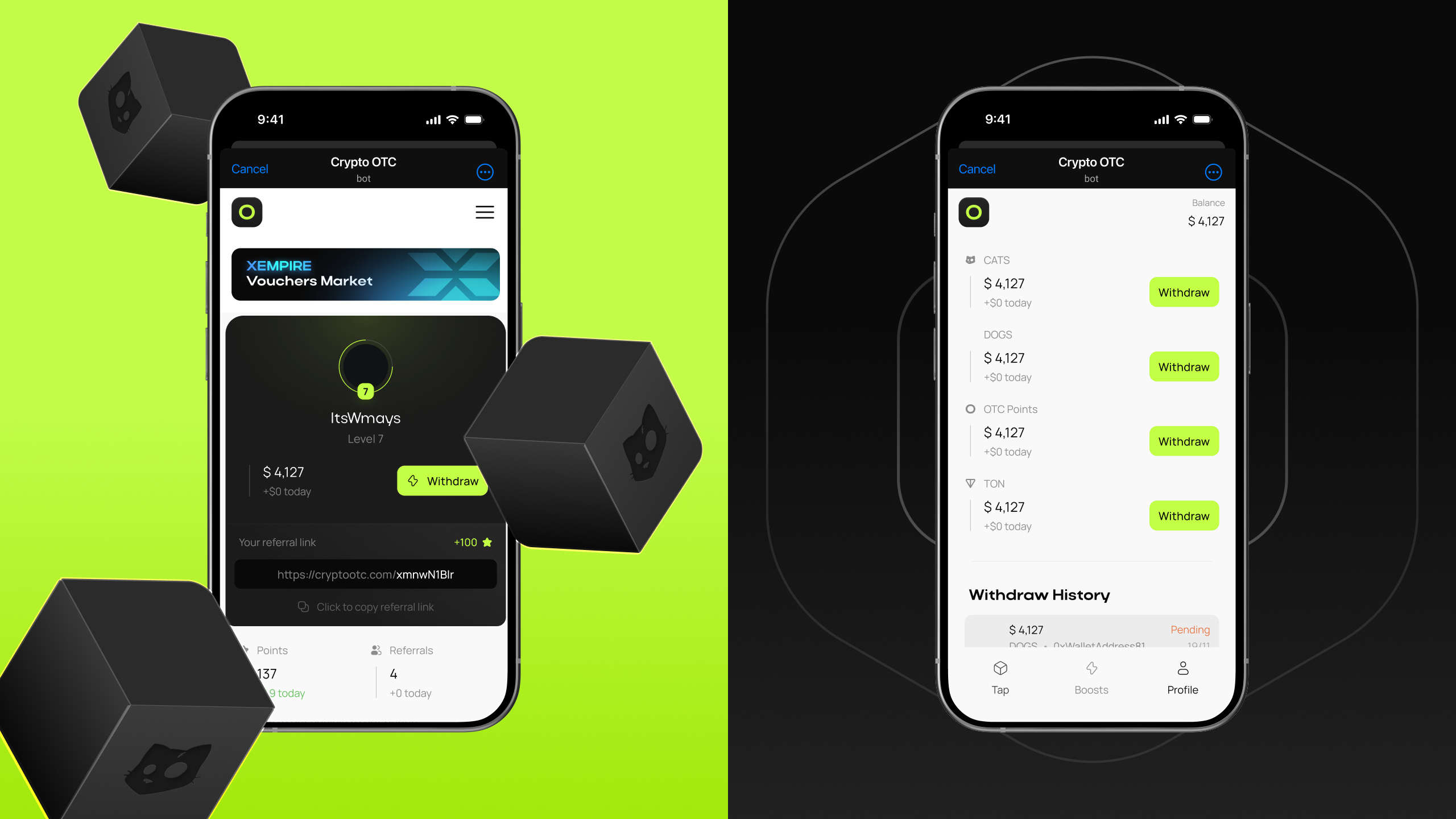 Xempire — Крипто-обменник и тап-игра в Telegram mini app — Изображение №5 — Интерфейсы на Dprofile