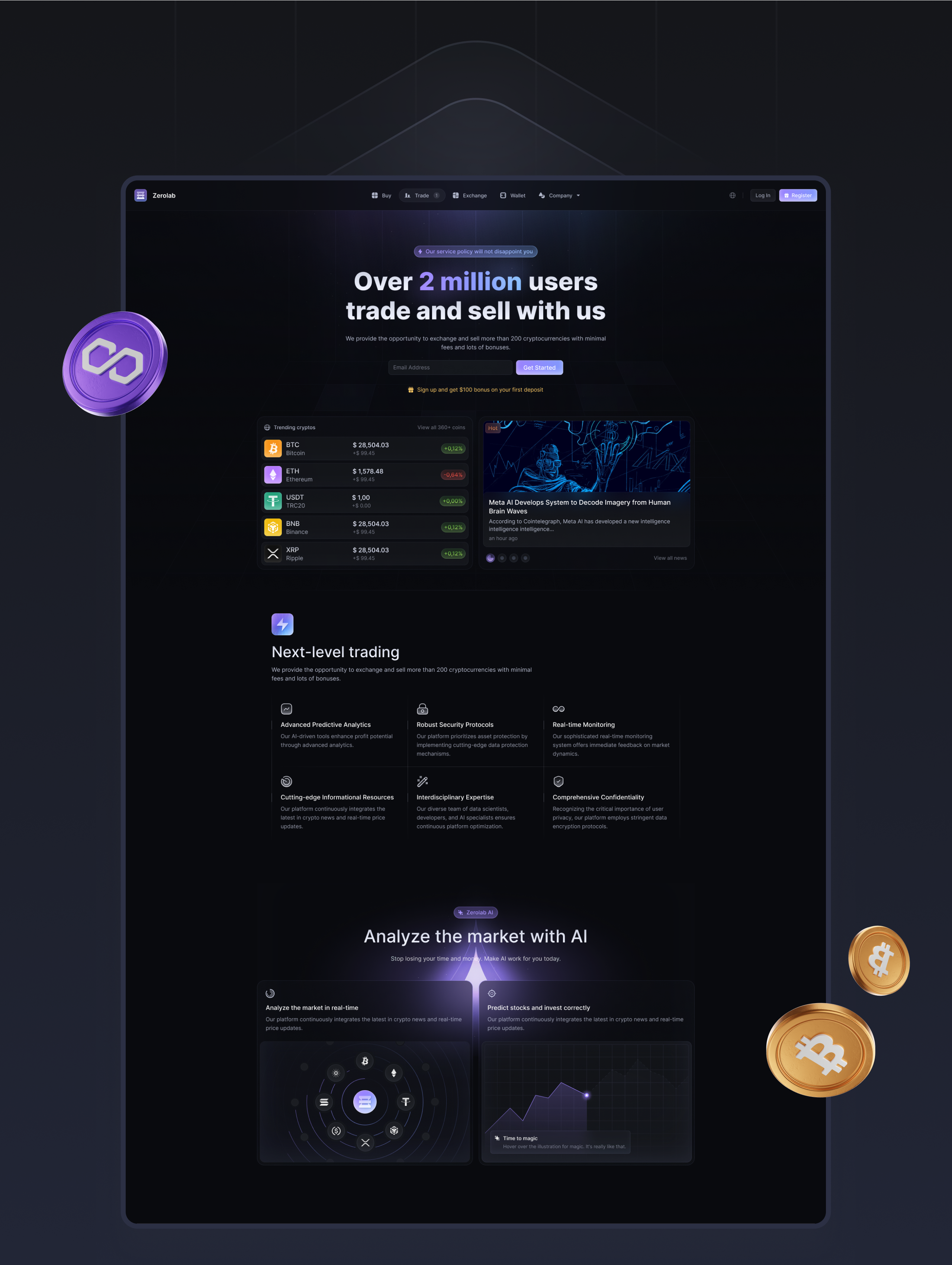 ZeroLab — Крипто-трейдинг платформа — Изображение №4 — Интерфейсы на Dprofile