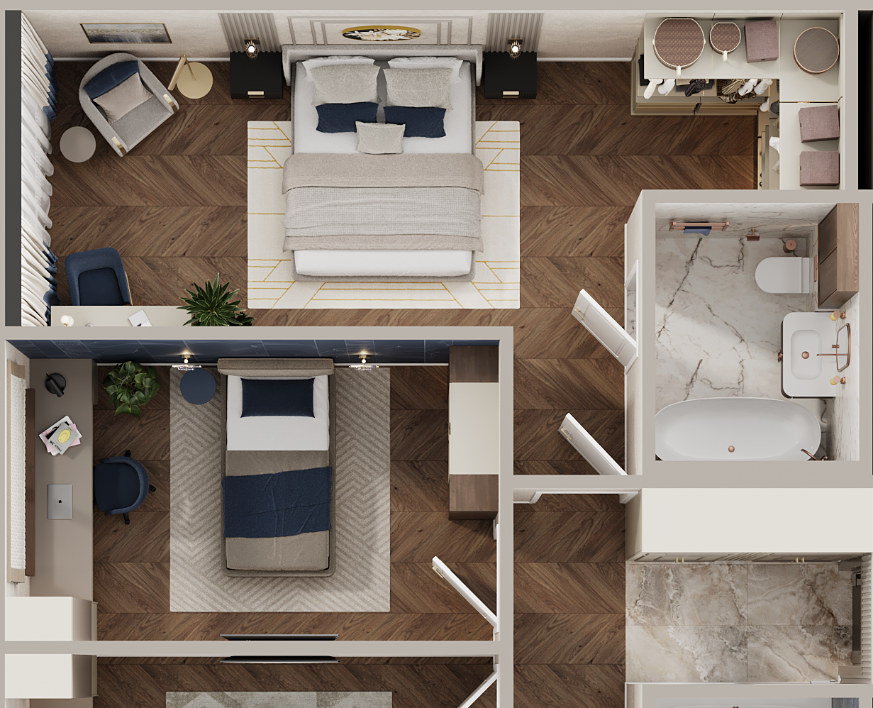 2D/3D планировка 3к-квартиры 86,3 м² на Dprofile
