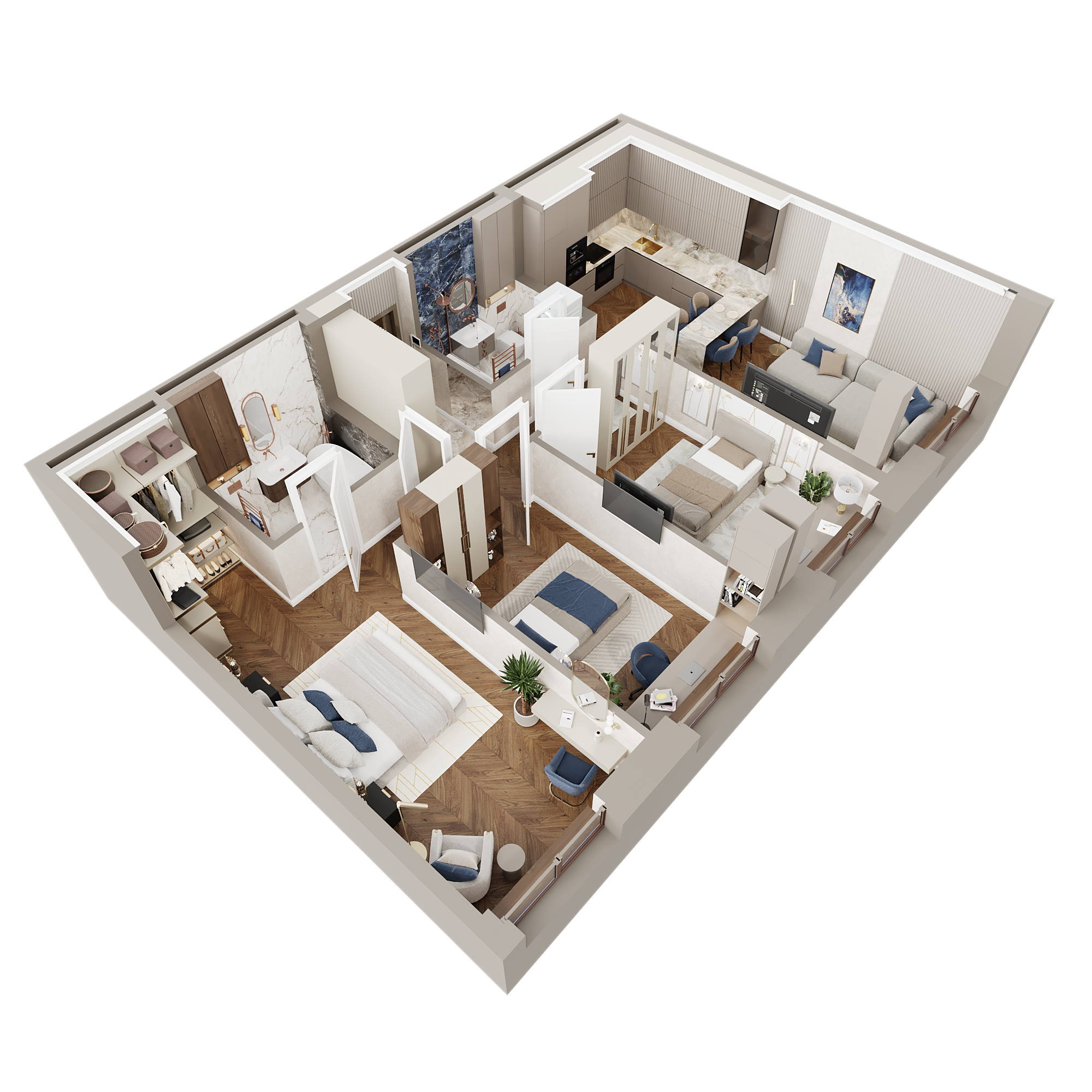 2D/3D планировка 3к-квартиры 86,3 м² — Изображение №7 — Иллюстрация, 3D на Dprofile
