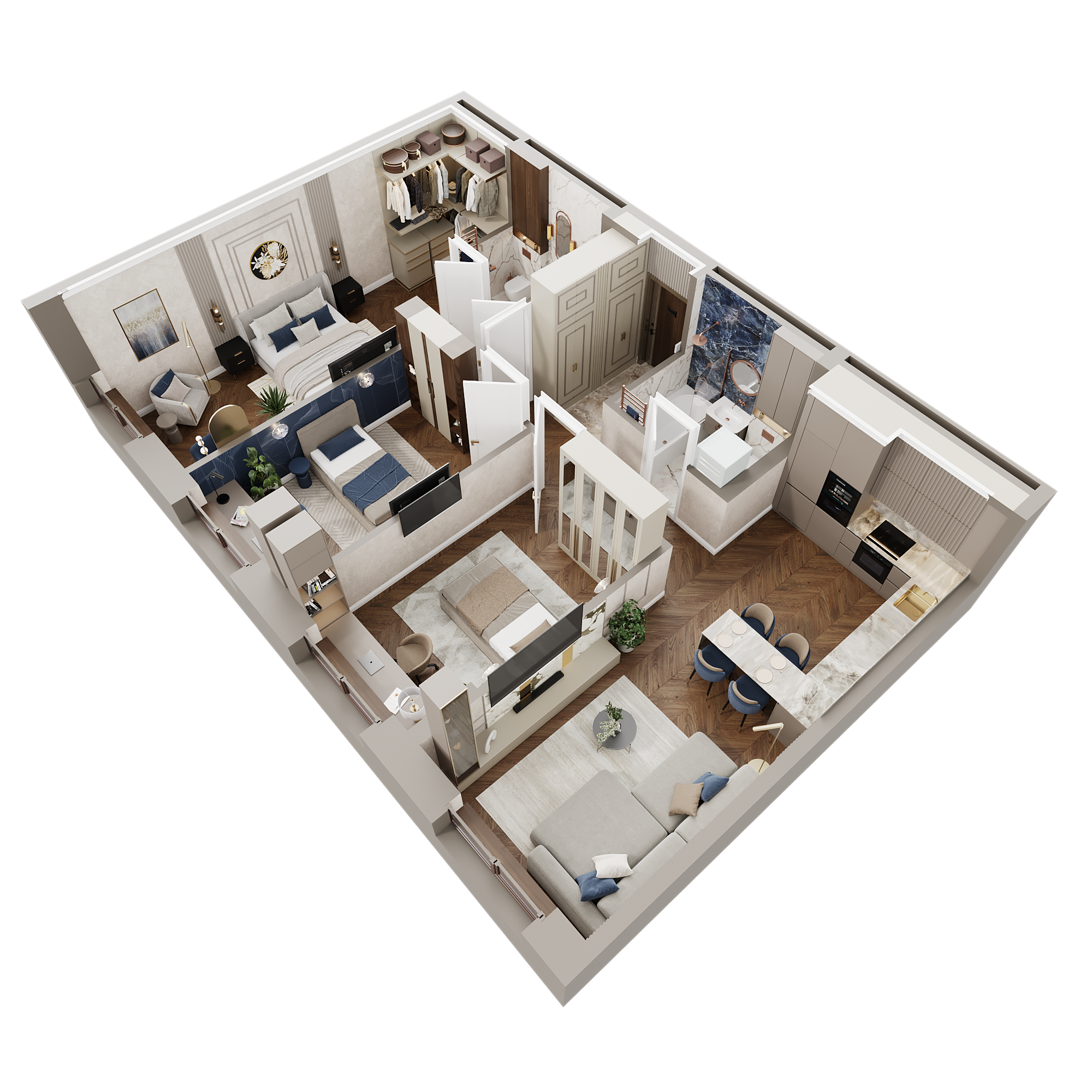 2D/3D планировка 3к-квартиры 86,3 м² — Изображение №4 — Иллюстрация, 3D на Dprofile