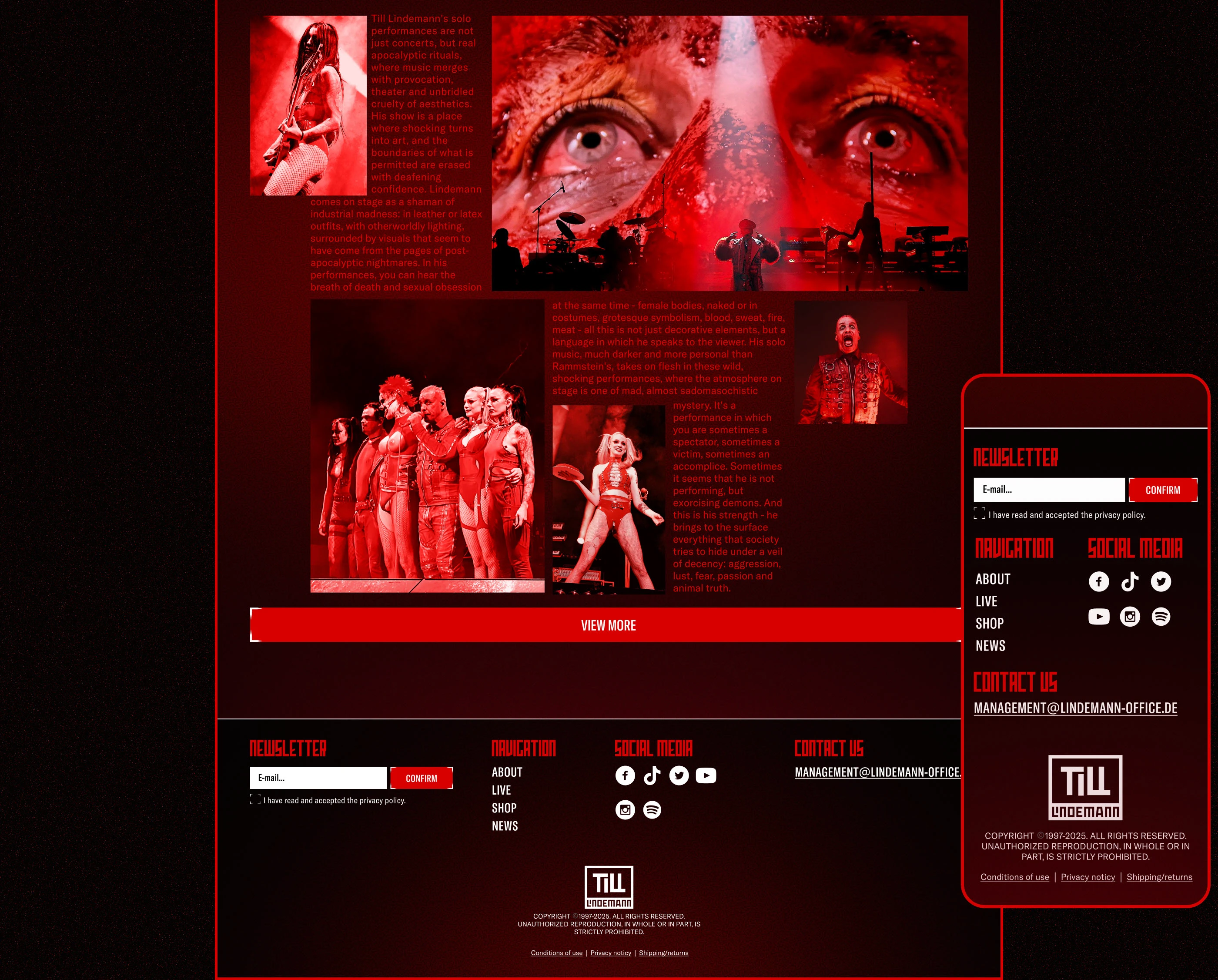 TILL LINDEMANN | Corporate website — Изображение №6 — Интерфейсы, Графика на Dprofile