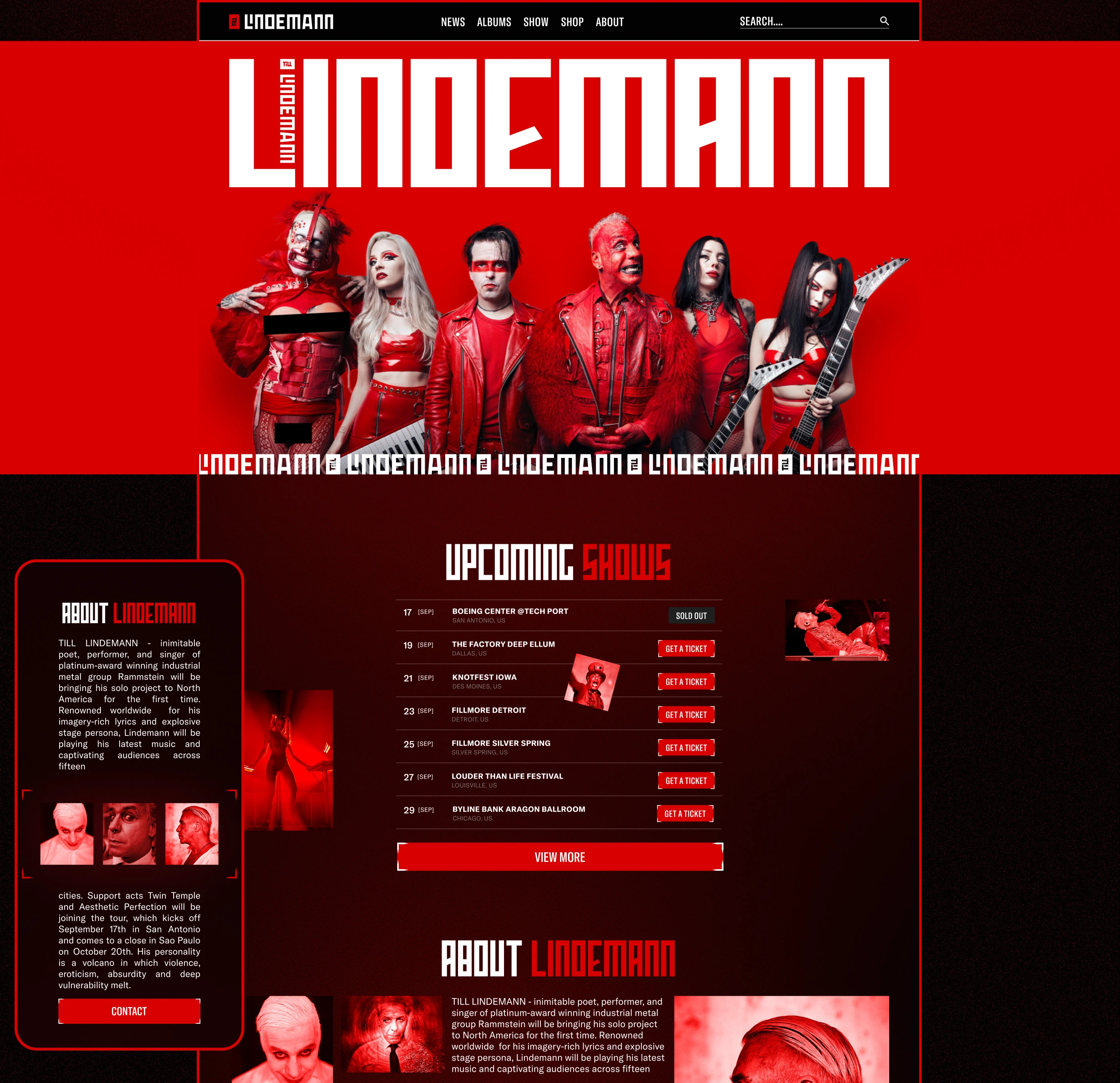 TILL LINDEMANN | Corporate website — Изображение №4 — Интерфейсы, Графика на Dprofile