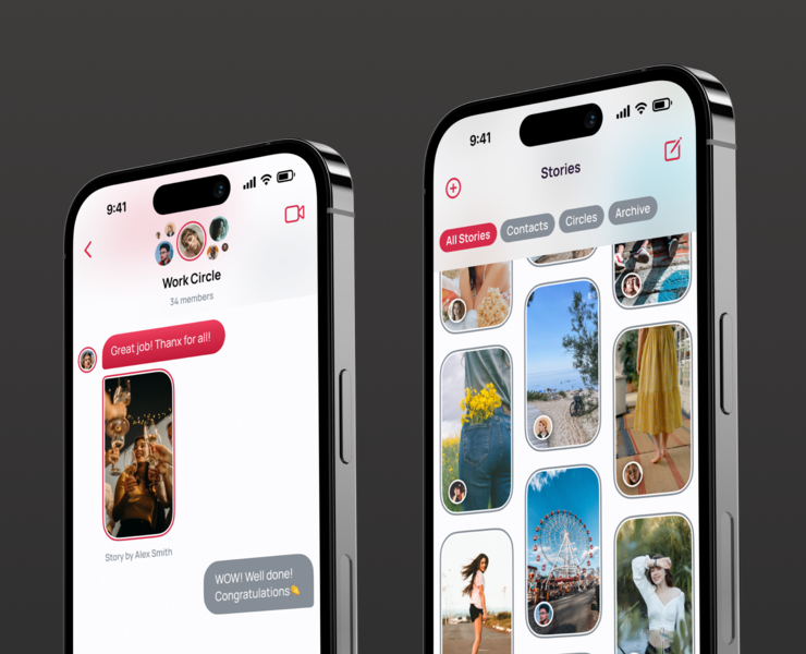 Circles Messenger App — Интерфейсы, Анимация на Dprofile