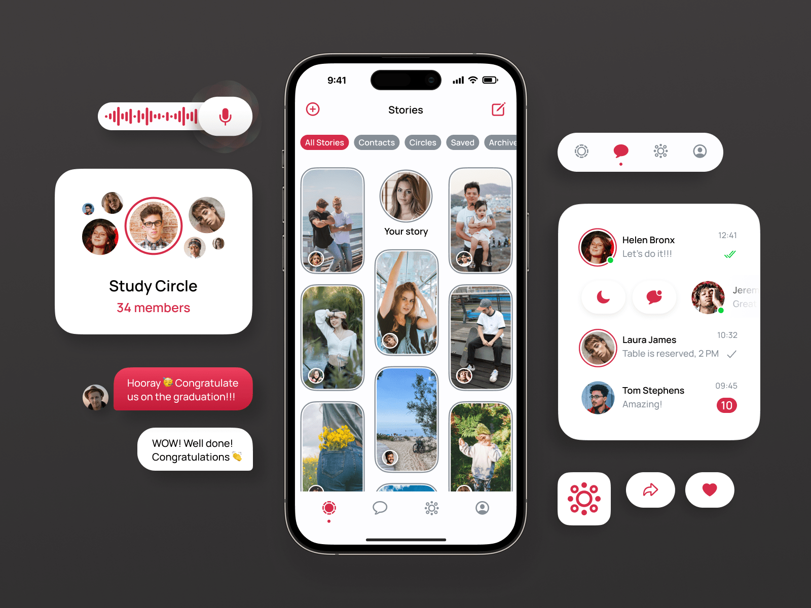 Circles Messenger App — Изображение №2 — Интерфейсы, Анимация на Dprofile