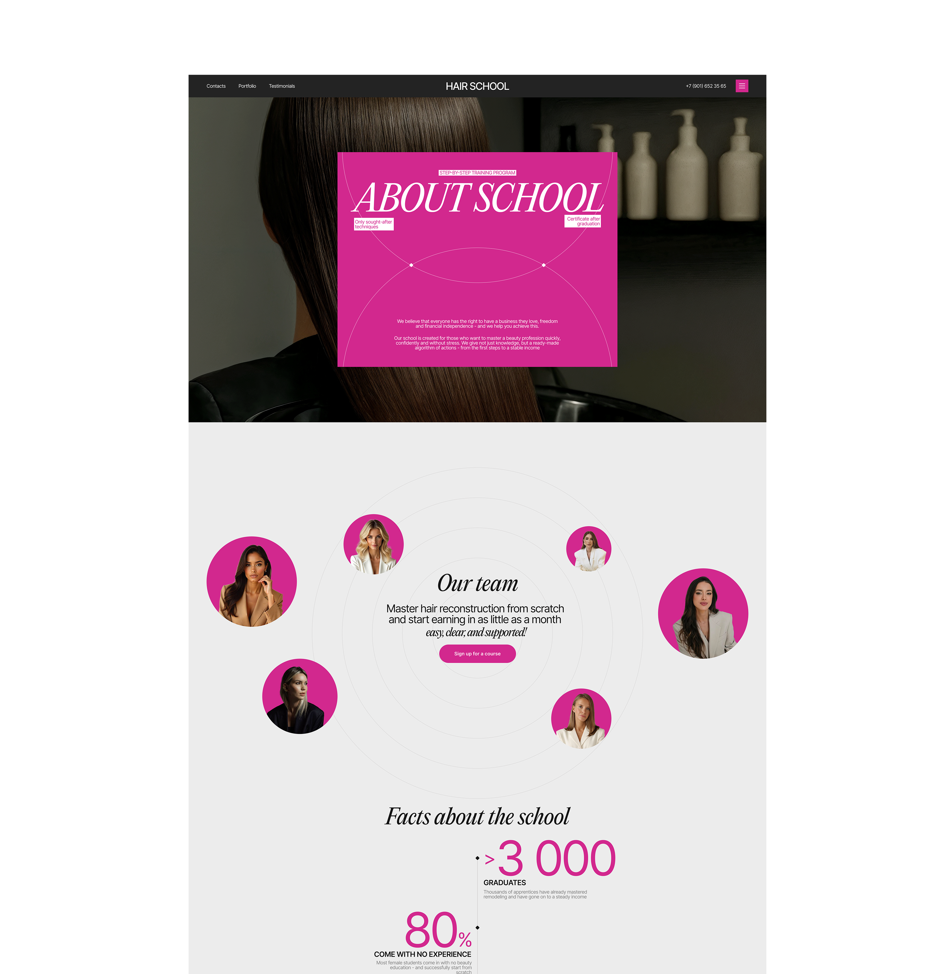 HAIR SCHOOL | Corporate website — Изображение №12 — Интерфейсы, Анимация на Dprofile