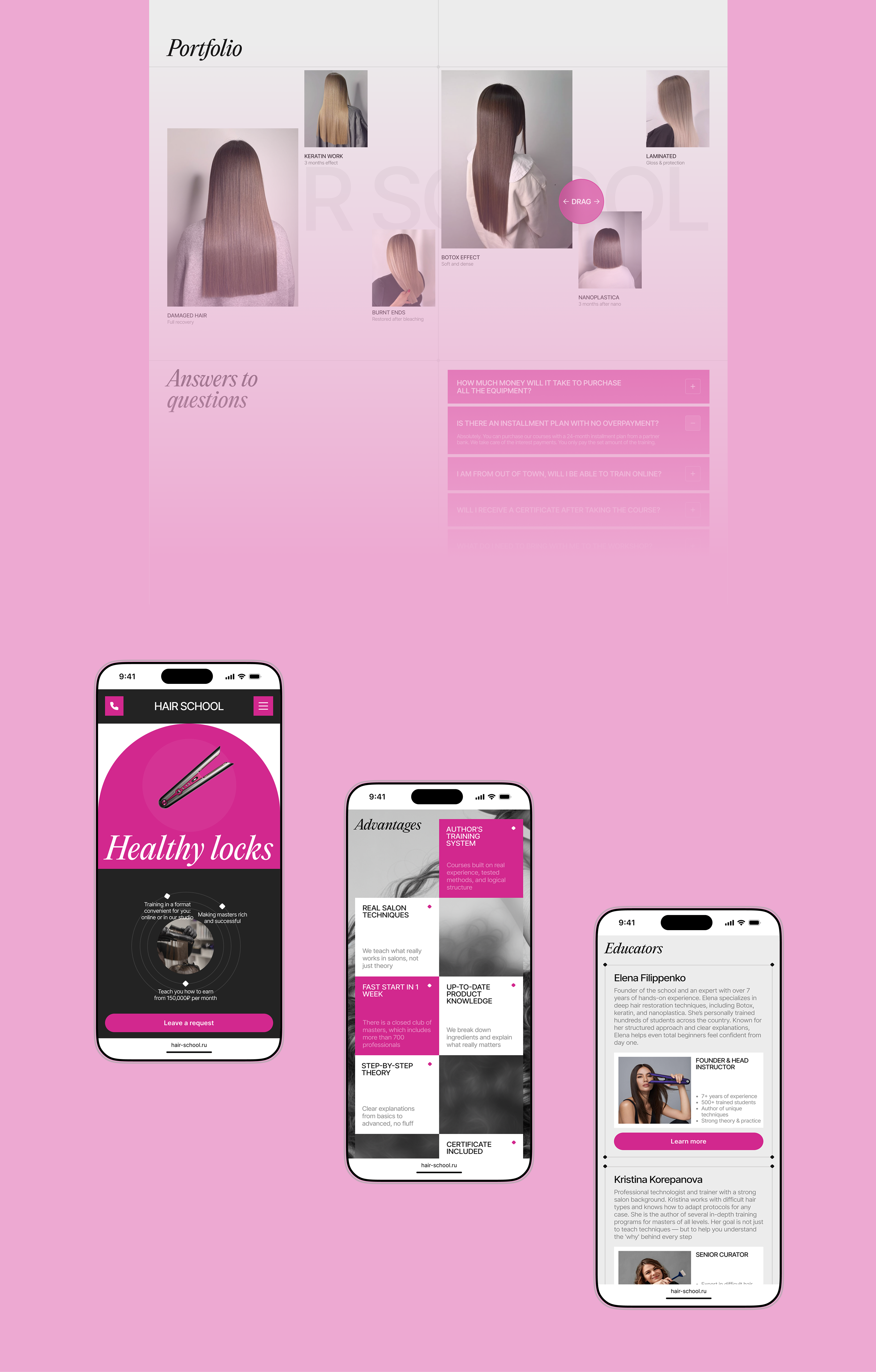 HAIR SCHOOL | Corporate website — Изображение №5 — Интерфейсы, Анимация на Dprofile