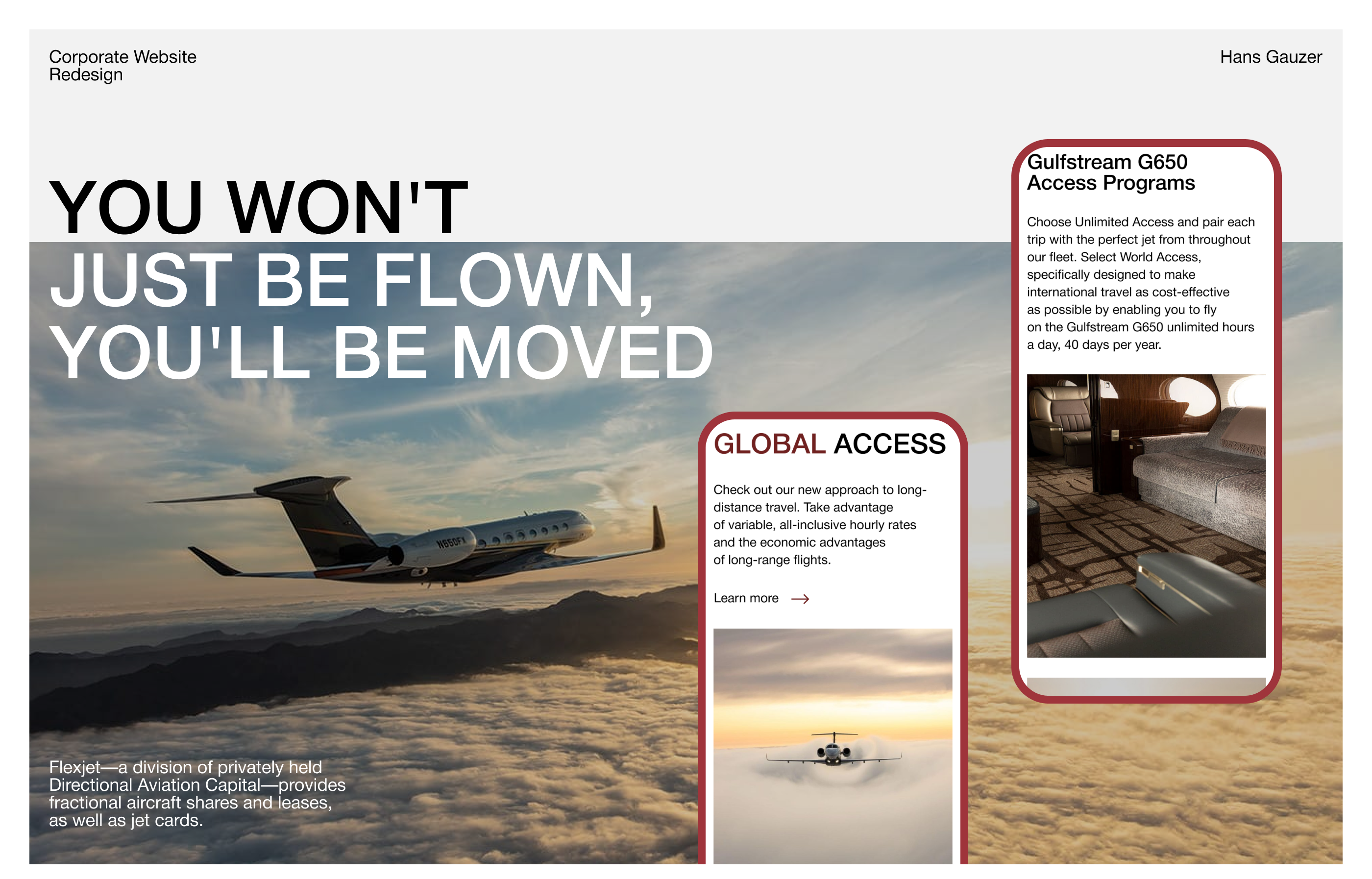 Flexjet| Corporate website redesign — Изображение №1 — Интерфейсы, Анимация на Dprofile