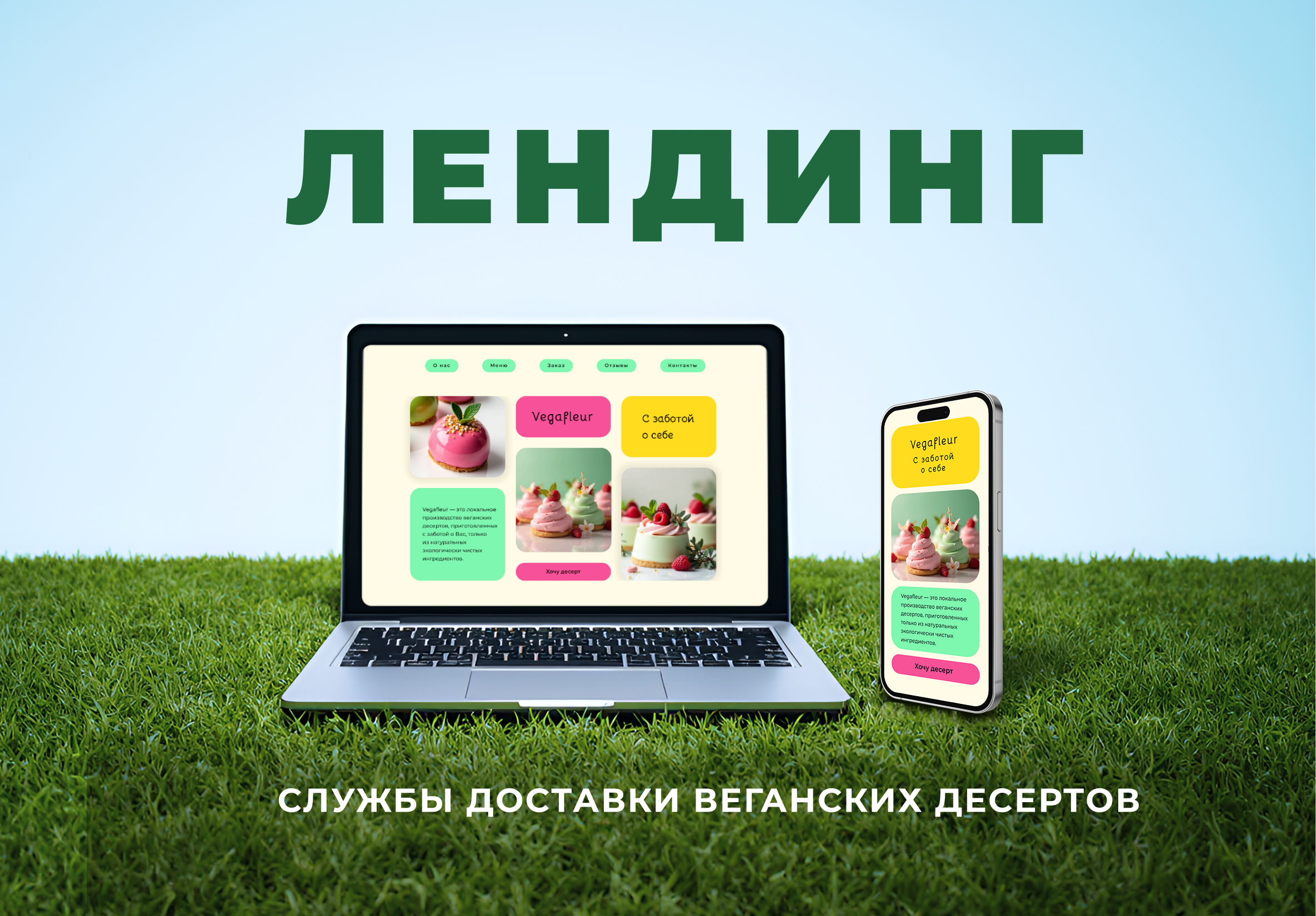 Vegafleur. Лендинг для службы доставки веганских десертов. — Изображение №1 — Интерфейсы на Dprofile