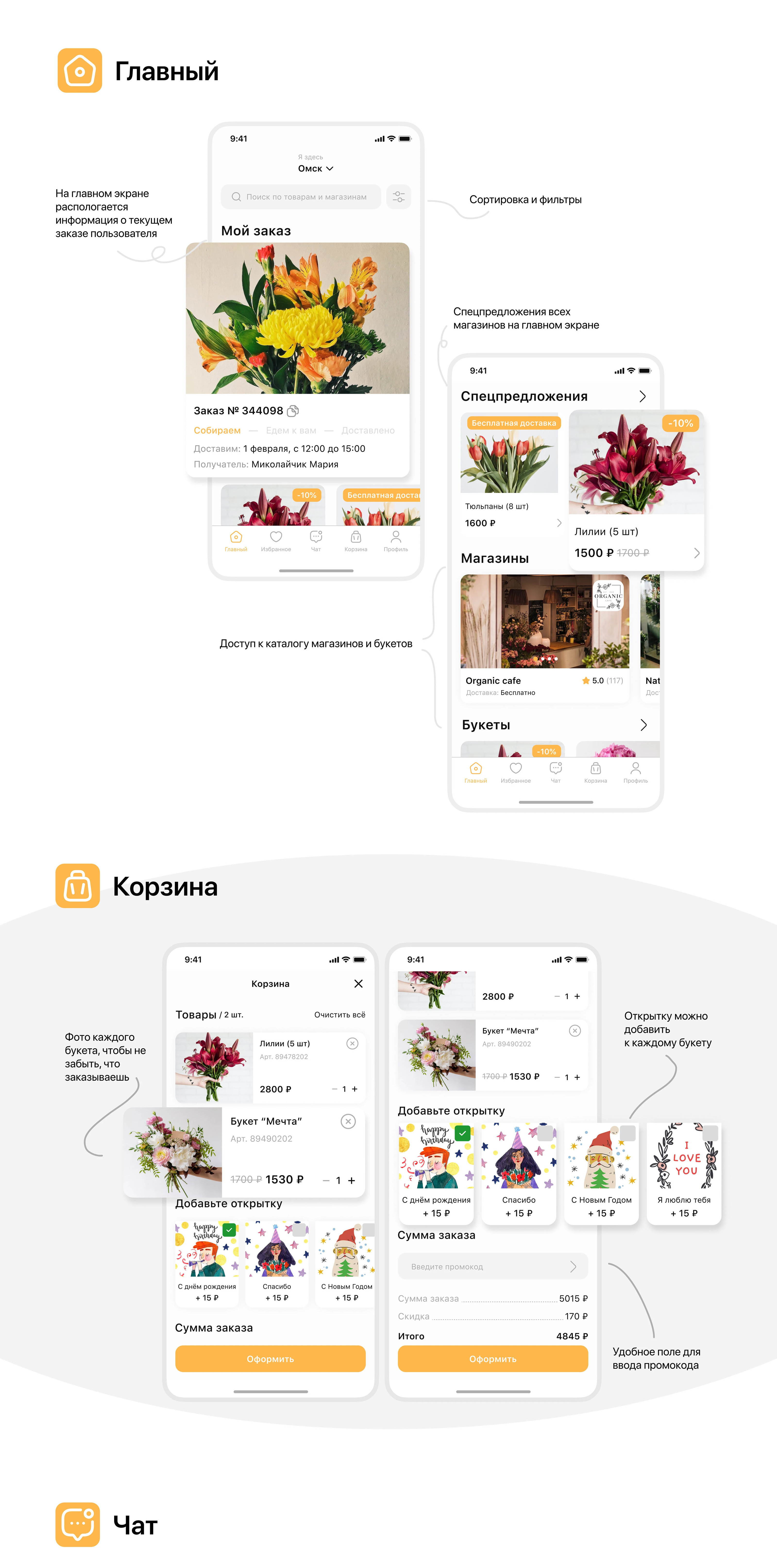 Агрегатор цветочных / UI/UX / Mobile app — Изображение №2 — Интерфейсы на Dprofile